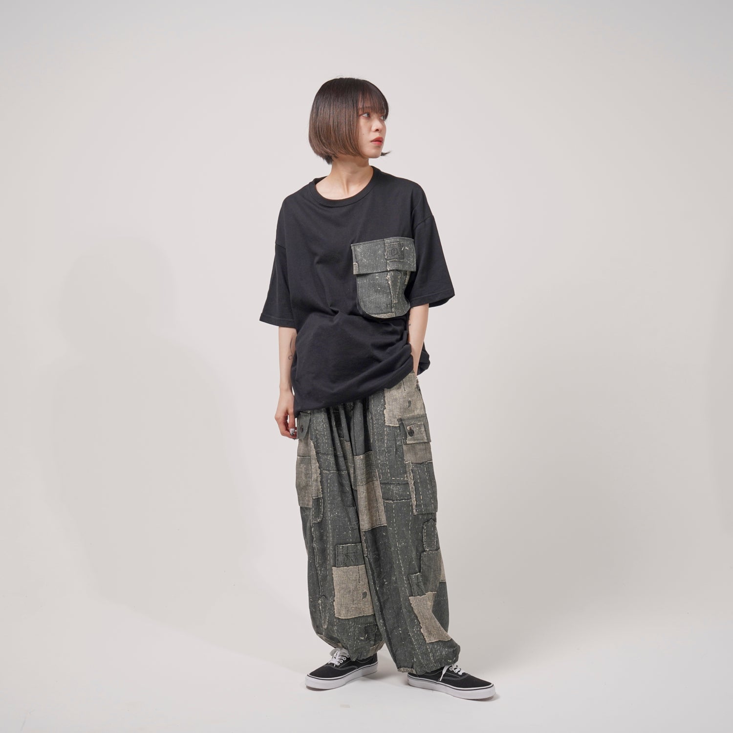 Balloon Wide Cargo Pants (DENIM PATCHWORK) – DENIM PATCHWORK | Size:Free | EFFECTEN