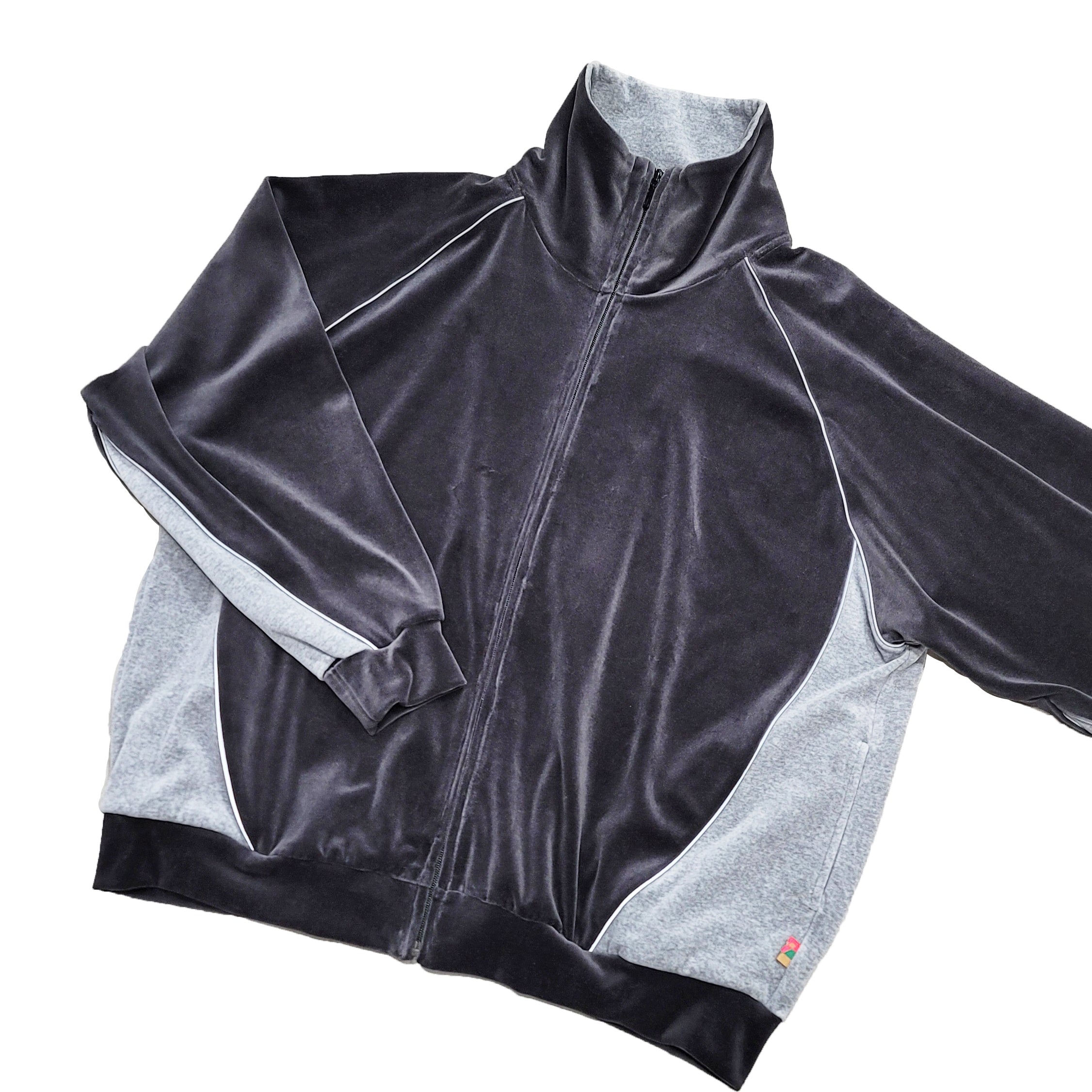 VELOUR TRACK JACKET | Color_Charcoal | No_voo-1242_charcoal【VOO_ヴォー】【入荷予定アイテム・入荷連絡可能】