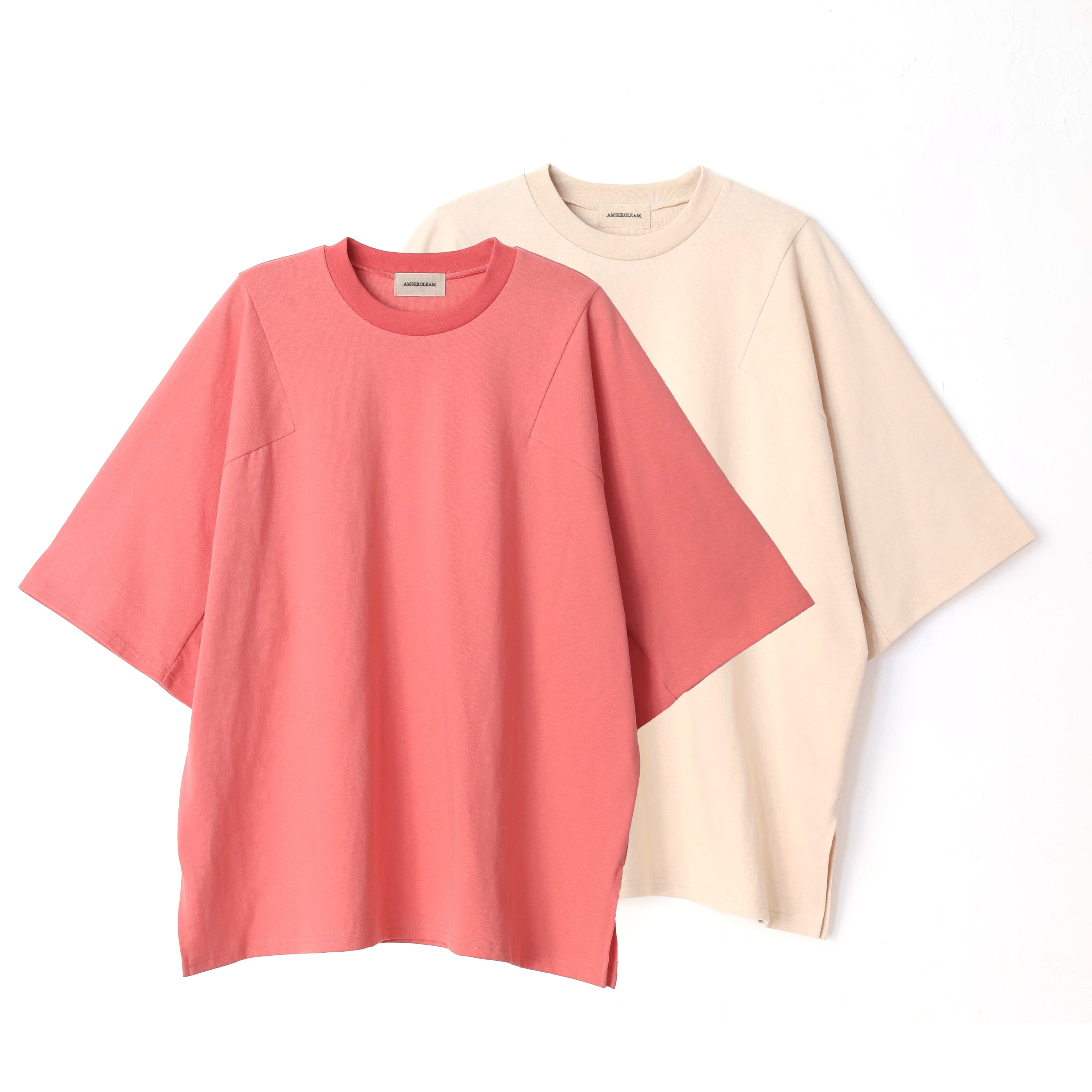 Name:Panel Basic T-Shirt | Color:Flamingo/Ash White【AMBERGLEAM_アンバーグリーム】| No:1168