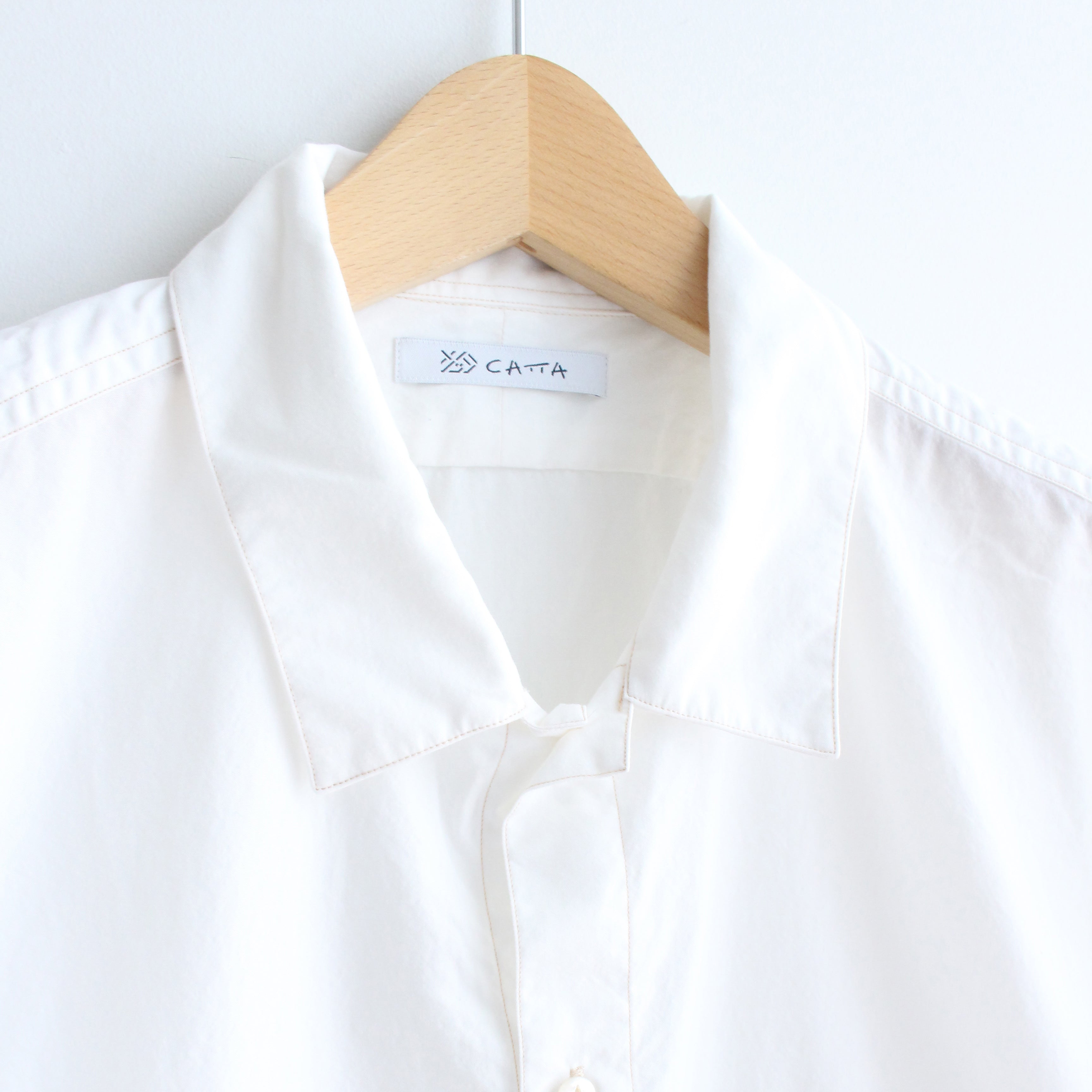 WP-02_White | W POCKET SHIRT-NATURAL WASHER  | Color:White【CATTA SHIRTS_カッタ シャツ】【入荷予定アイテム・入荷連絡可能】