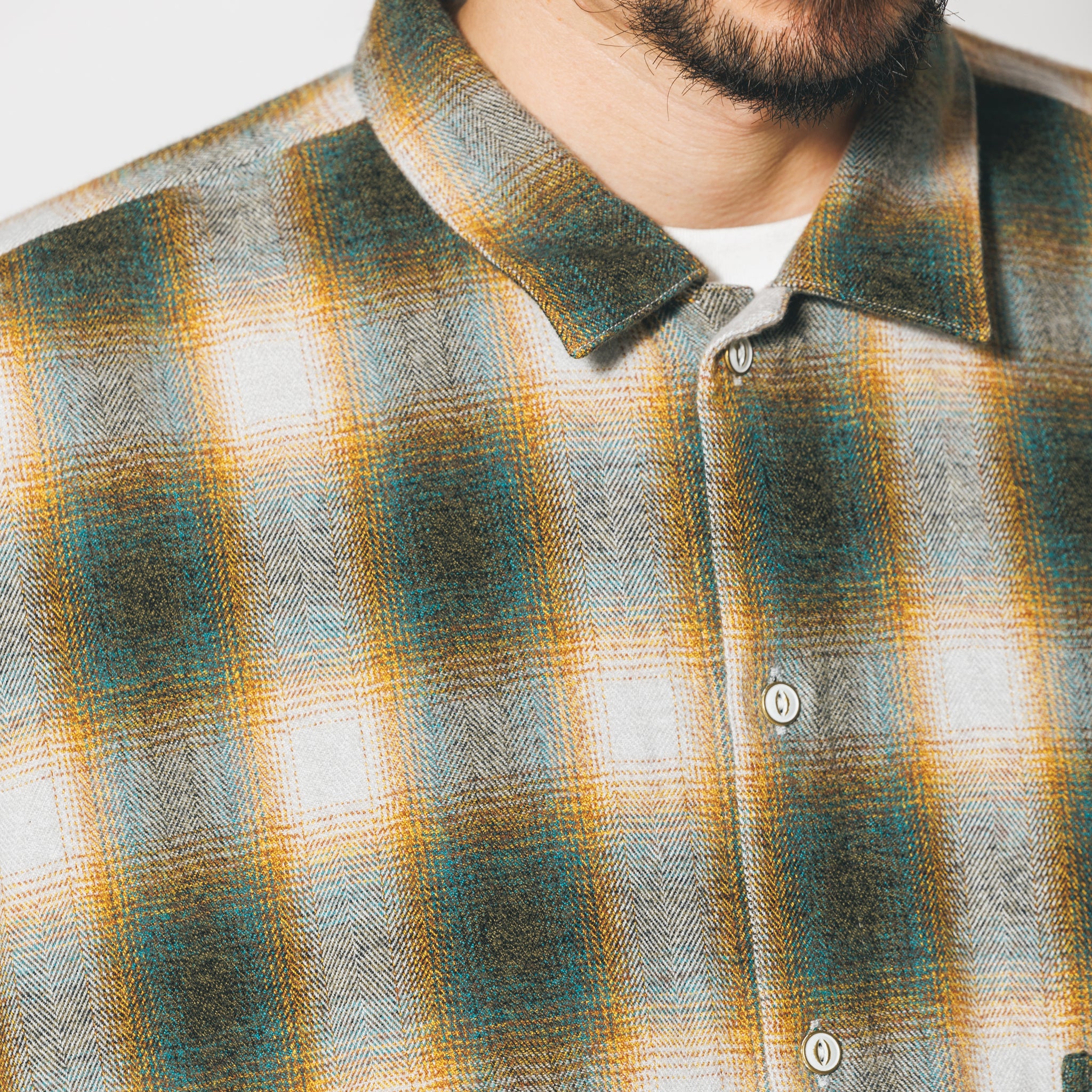 W POCKET SHIRT-OMBRE CHECK | Color_Green | No_wp-03_green【CATTA_カッタ】