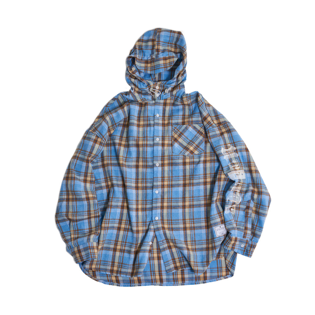 No:efmsaw-07 | Name:Check shirts hoodie | Color:Sky Blue/Mint | Size:Free【EFFECTEN_エフェクテン】