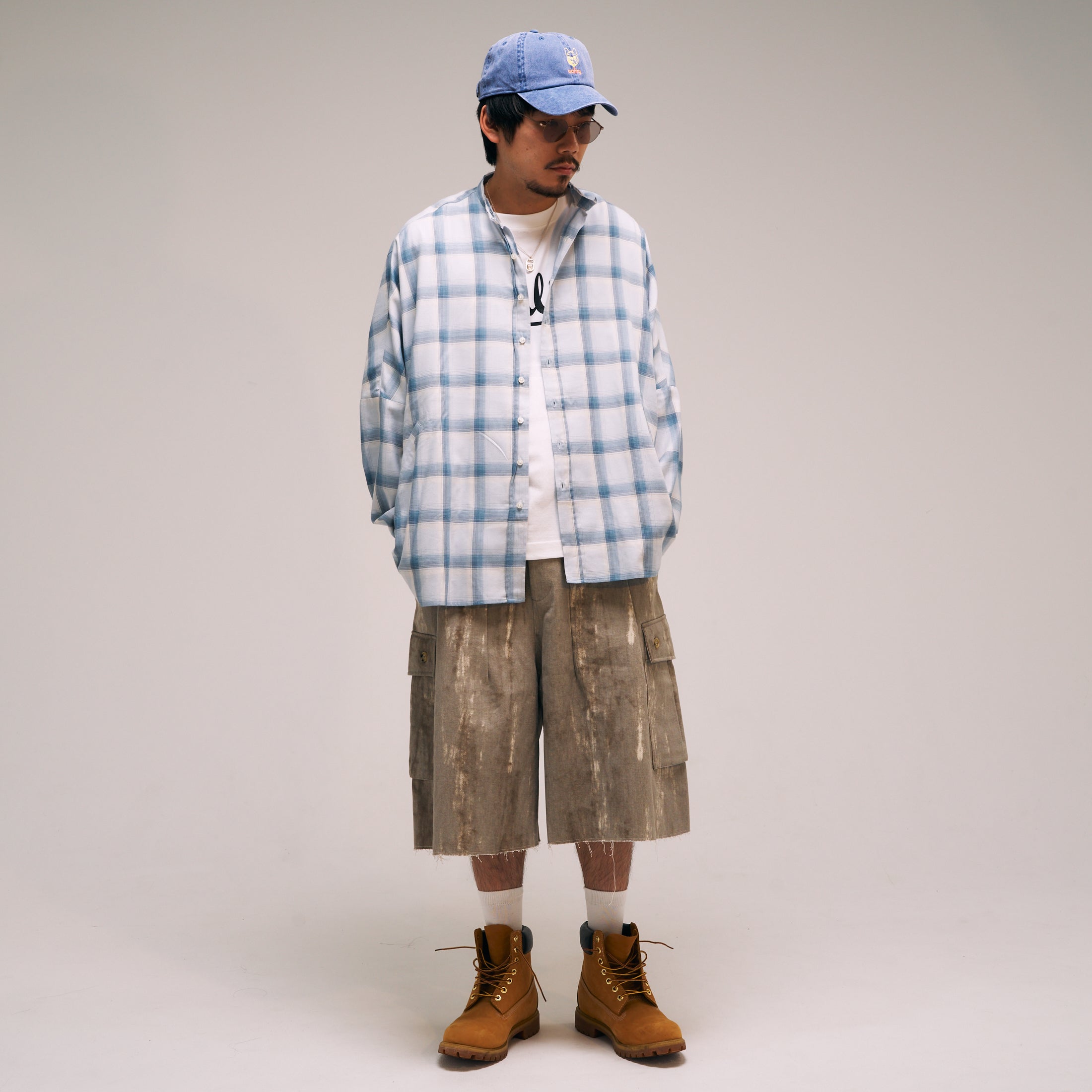 efmm-04_Gray Mix | Twill Wide Cargo Short Pants | Color:Gray Mix【EFFECTEN_エフェクテン】【入荷予定アイテム・入荷連絡可能】