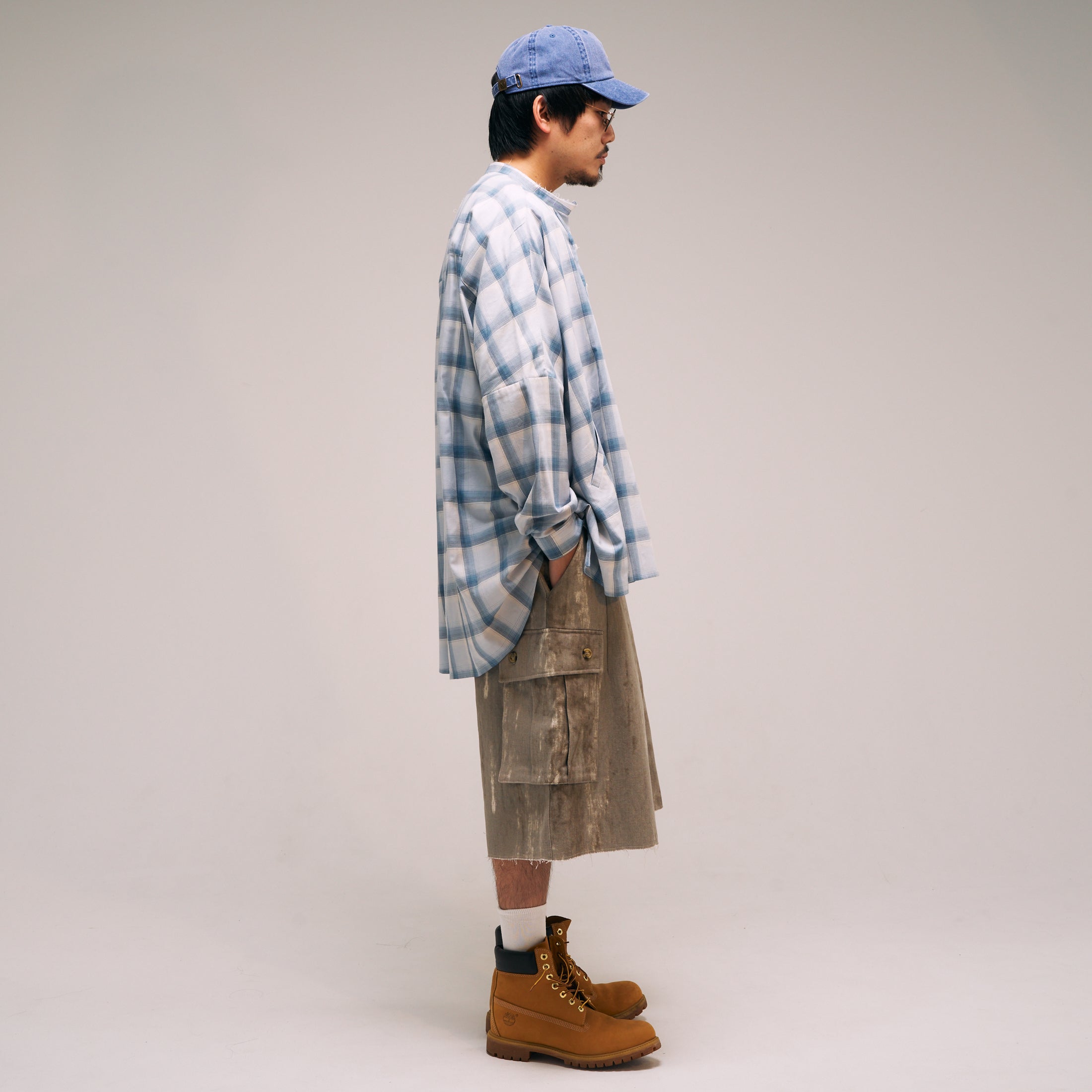 efmm-04_Gray Mix | Twill Wide Cargo Short Pants | Color:Gray Mix【EFFECTEN_エフェクテン】【入荷予定アイテム・入荷連絡可能】