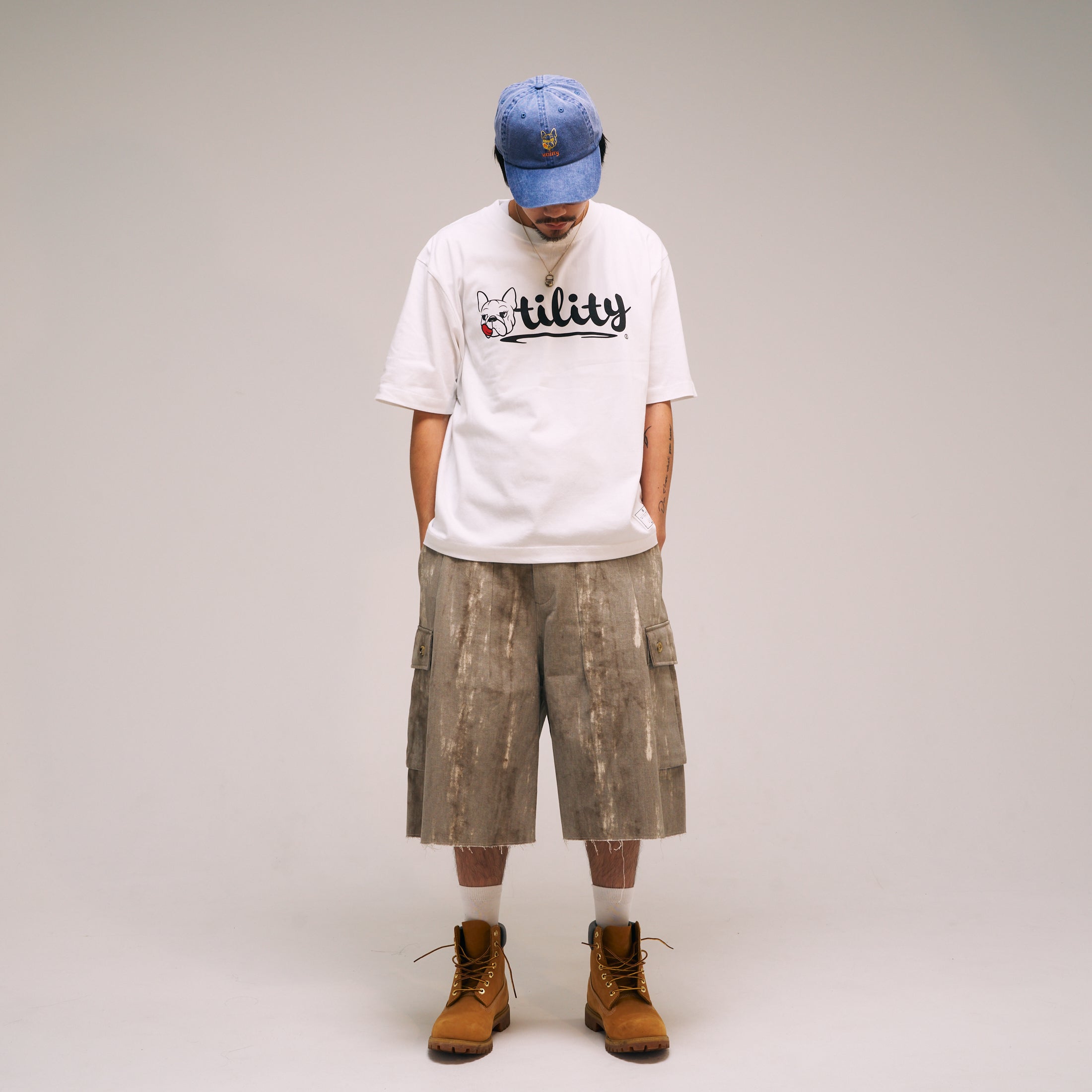 efmm-04_Gray Mix | Twill Wide Cargo Short Pants | Color:Gray Mix【EFFECTEN_エフェクテン】【入荷予定アイテム・入荷連絡可能】