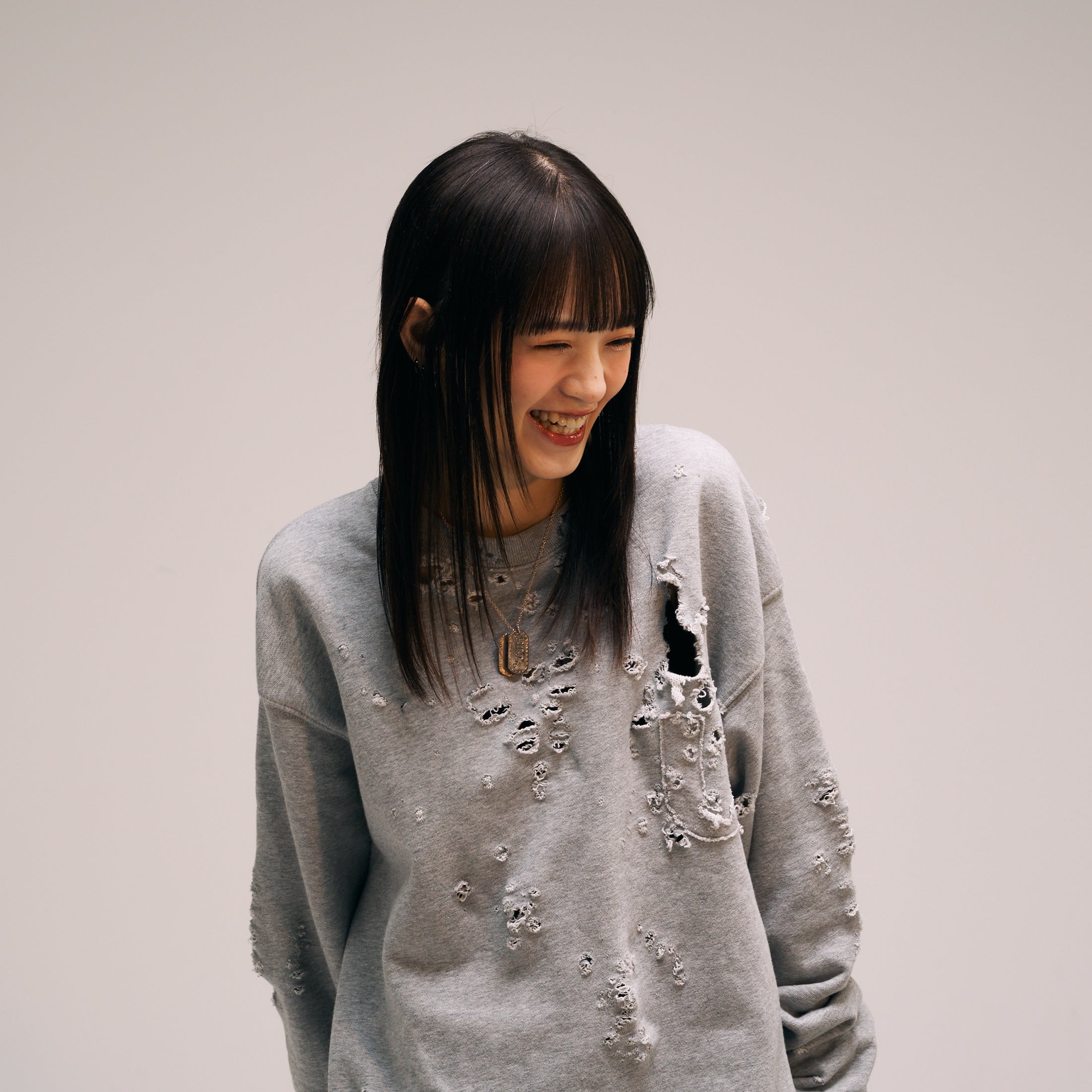 efmm-06_Gray | U Pacth Crust Sweat | Color:Gray【EFFECTEN_エフェクテン】【入荷予定アイテム・入荷連絡可能】