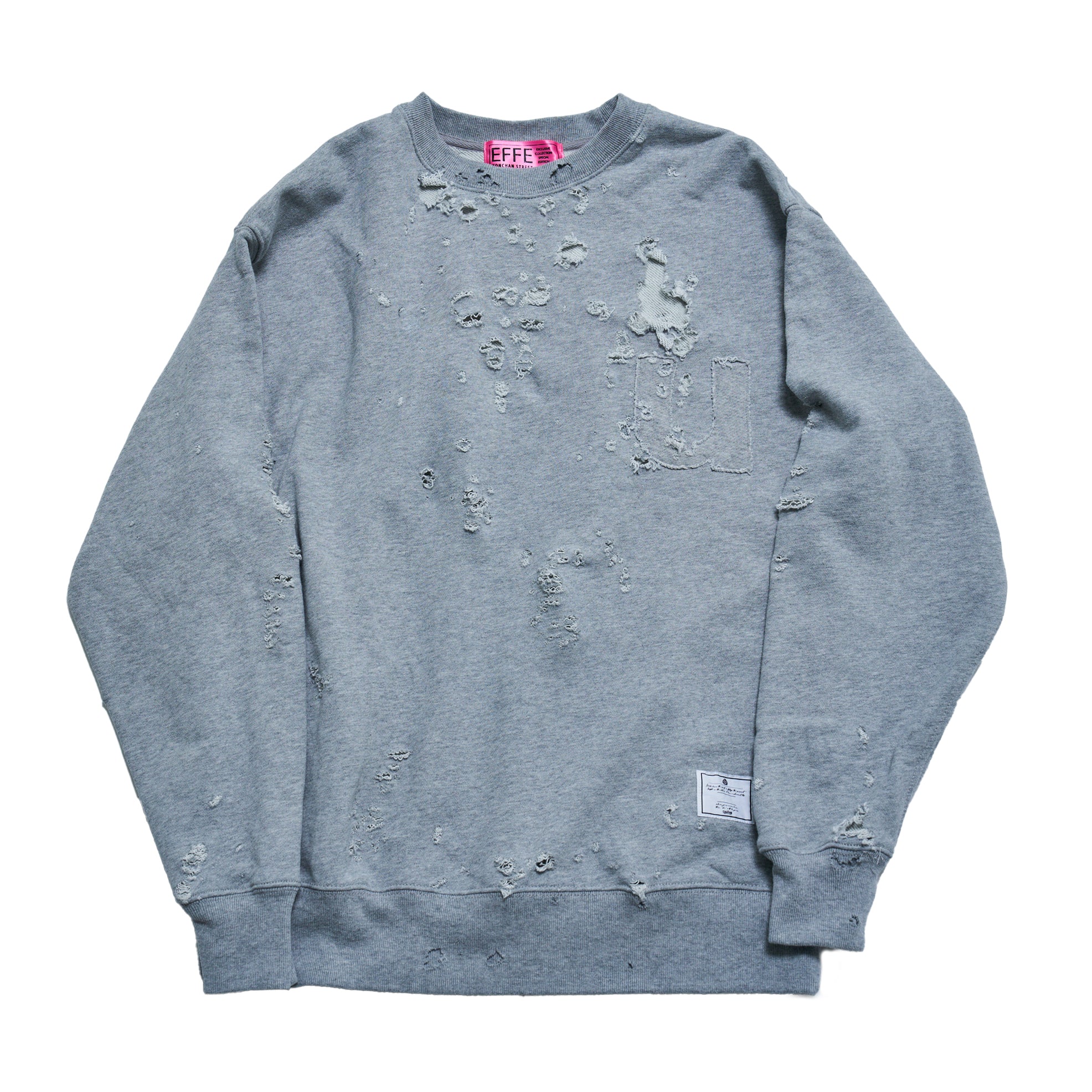 efmm-06_Gray | U Pacth Crust Sweat | Color:Gray【EFFECTEN_エフェクテン】【入荷予定アイテム・入荷連絡可能】