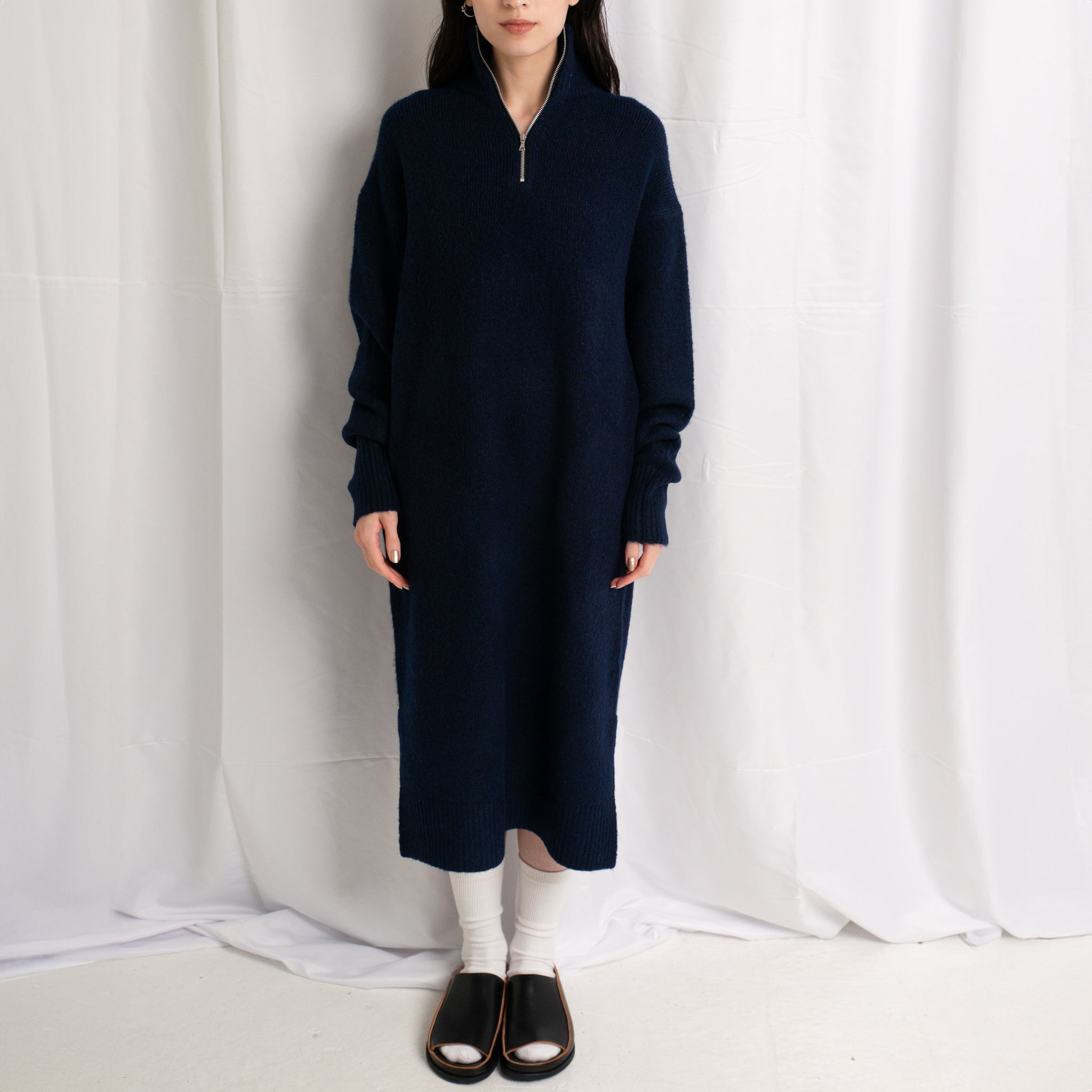 LS HALF ZIP DRESS | Color_Red/Navy | No_252-397【CaRouseLamBRa_ケラウズランブラ】【入荷予定アイテム・入荷連絡可能】