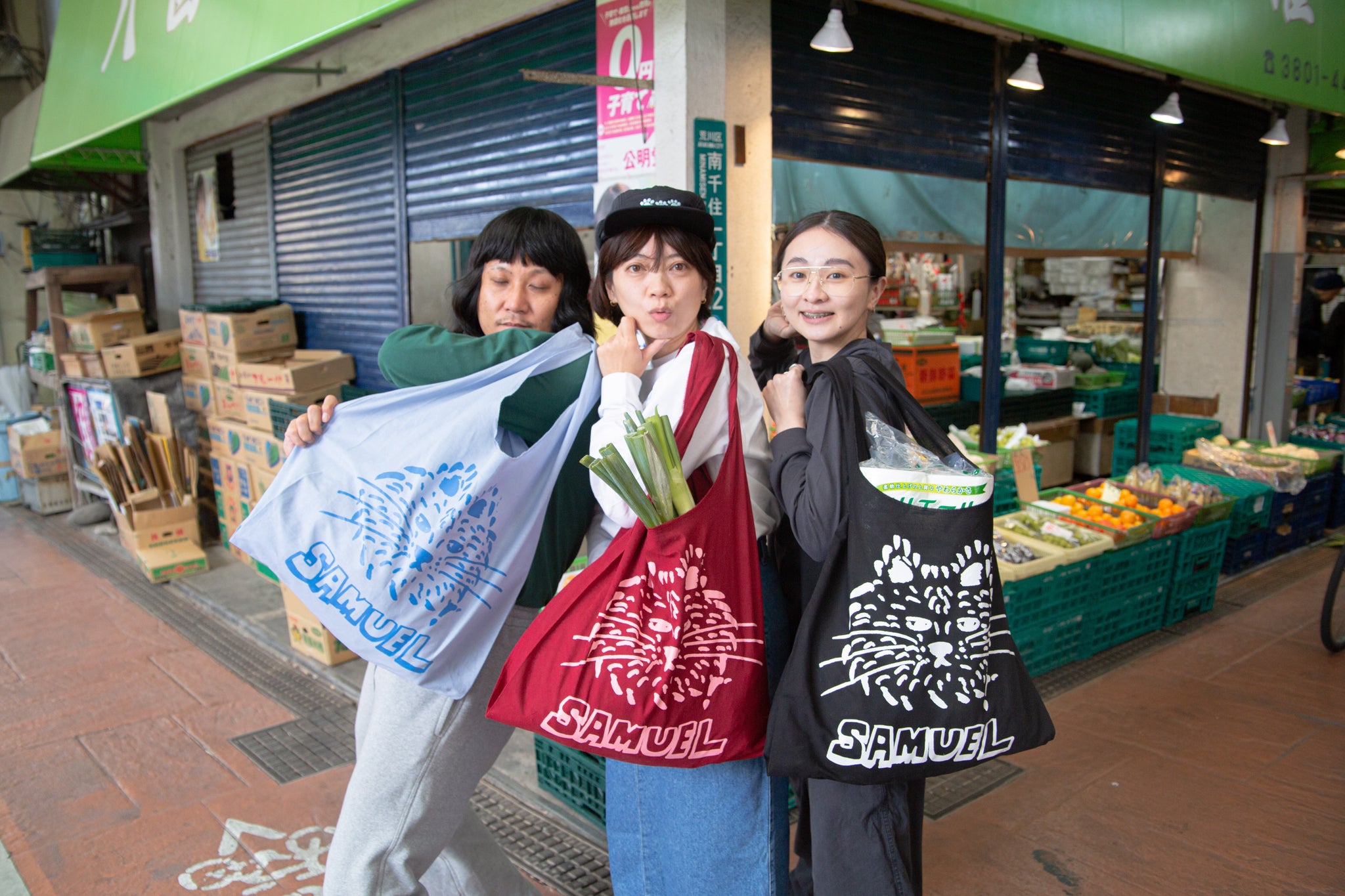 SAMUEL × SHIMAO MAHO CAT FACE MARCHE BAG | Color:SAX BLUE / WINE RED / BLACK | S-25AW-SM-004【SAMUEL_サミュエル】 【ネコポス選択可能】