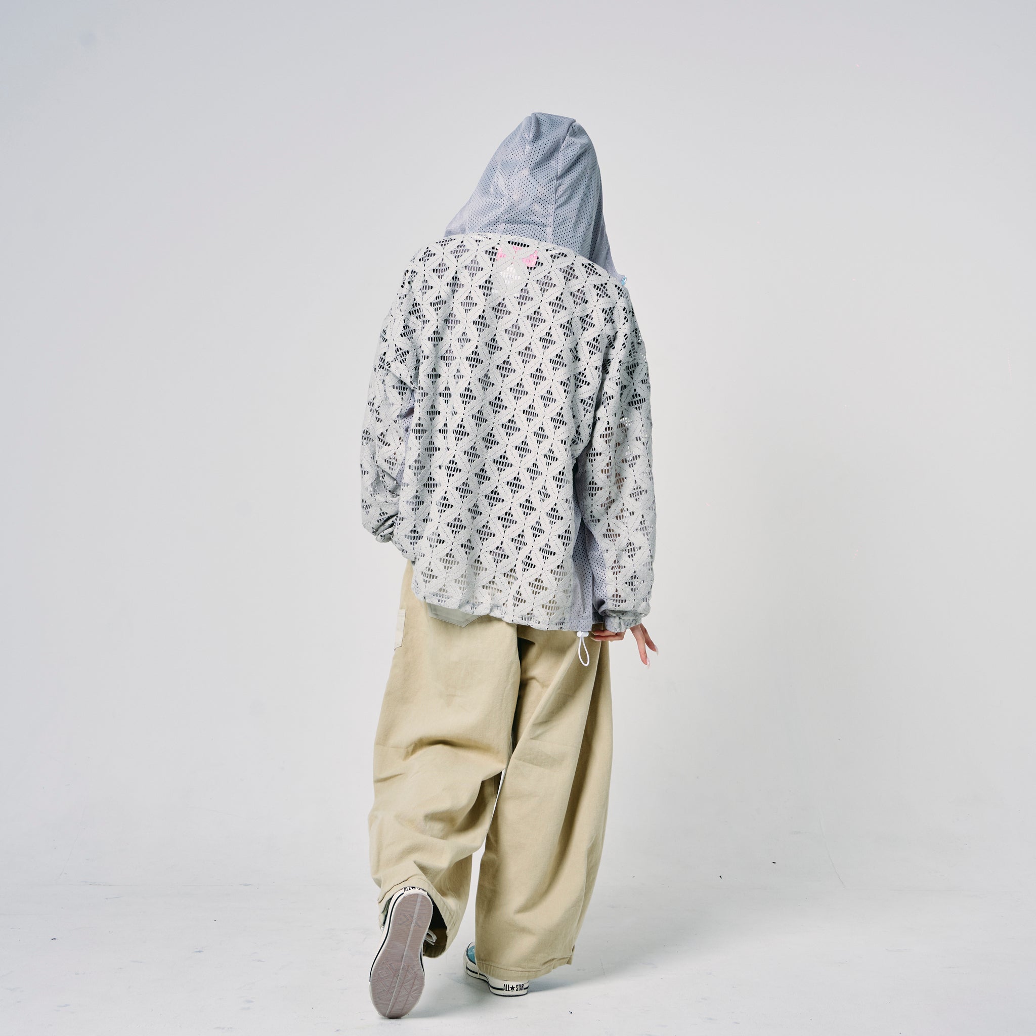 Flower mesh zip hoodie – Gray | EFFECTEN