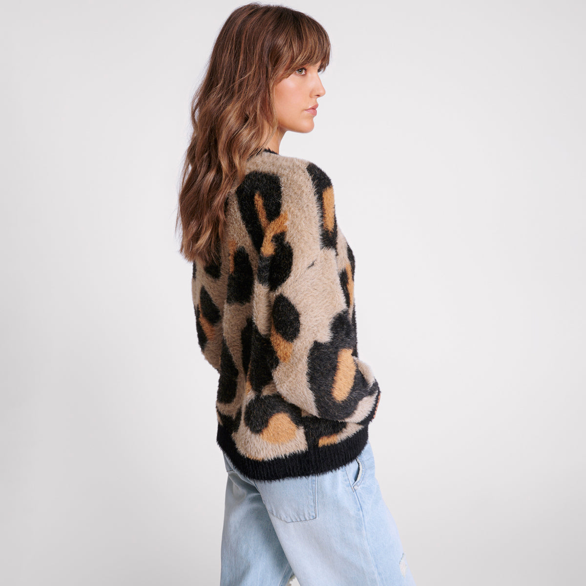 No:26492_TAN | Name:FLUFFY LEOPARD BATWING SWEATER | Color:TAN【ONE TEASPOON_ワンティースプーン】【入荷予定アイテム・入荷連絡可能】