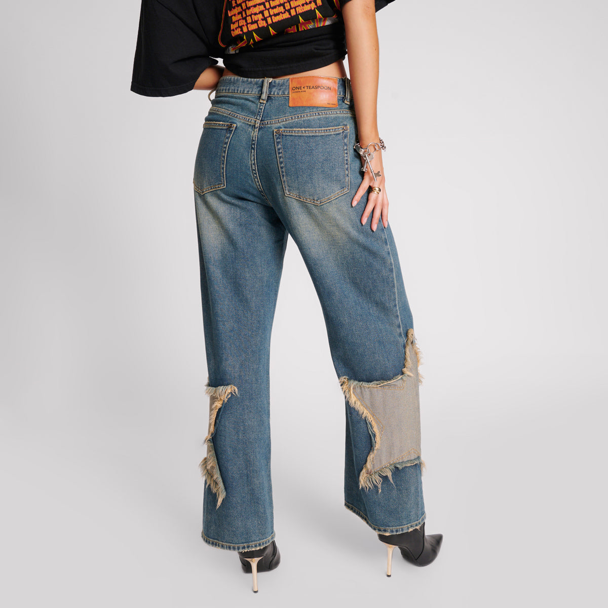 26510_MEMPHIS STAR | MEMPHIS STAR JACKSONS MID WAIST WIDE LEG JEANS | Color:MEMPHIS STAR【ONE TEASPOON_ワンティースプーン】