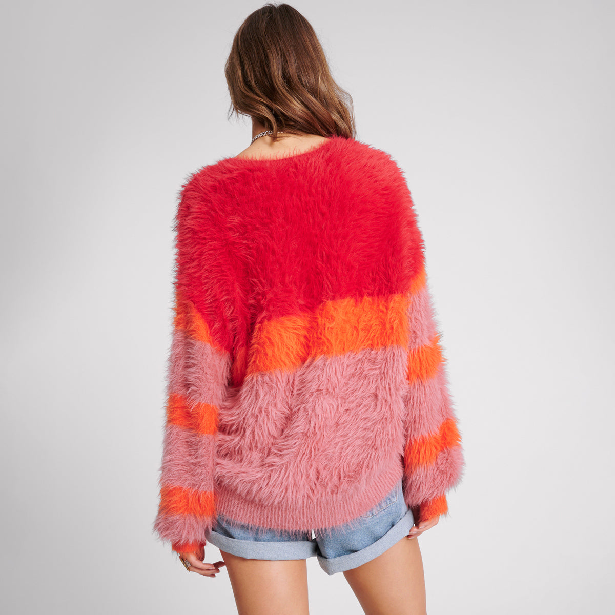 No:26674_SUNSET | Name:FLUFFY COLOUR BLOCK SWEATER | Color:SUNSET【ONE TEASPOON_ワンティースプーン】【入荷予定アイテム・入荷連絡可能】