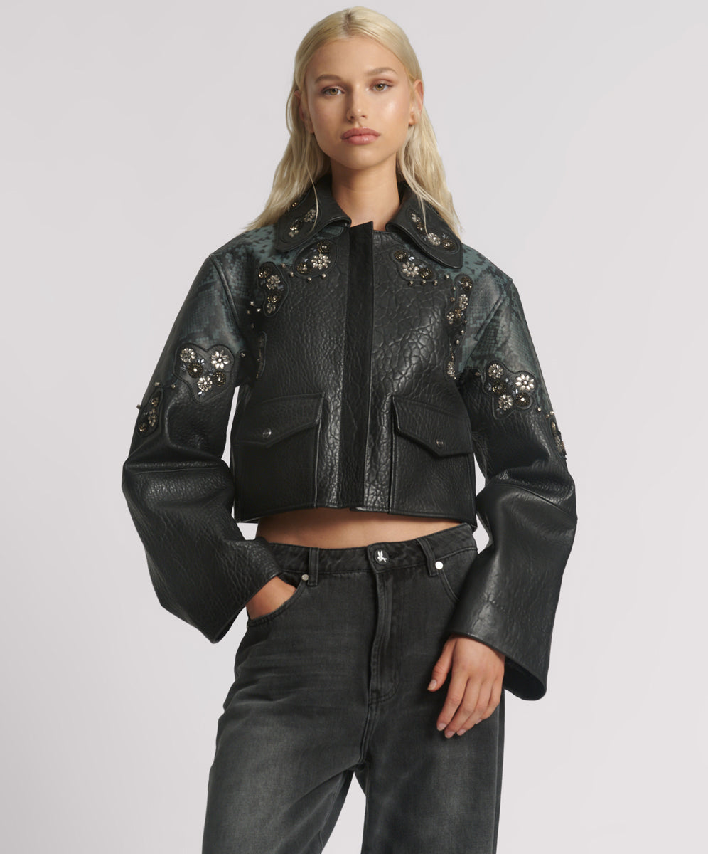 26773_BLACK | MATADOR LEATHER CROPPED JACKET | Color:Black【ONE TEASPOON_ワンティースプーン】