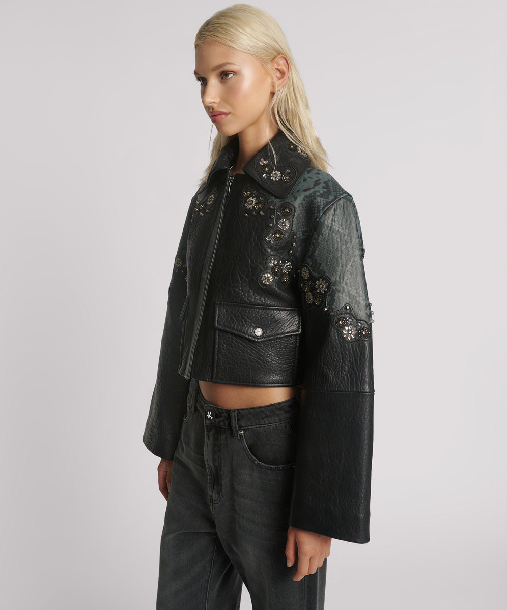 26773_BLACK | MATADOR LEATHER CROPPED JACKET | Color:Black【ONE TEASPOON_ワンティースプーン】