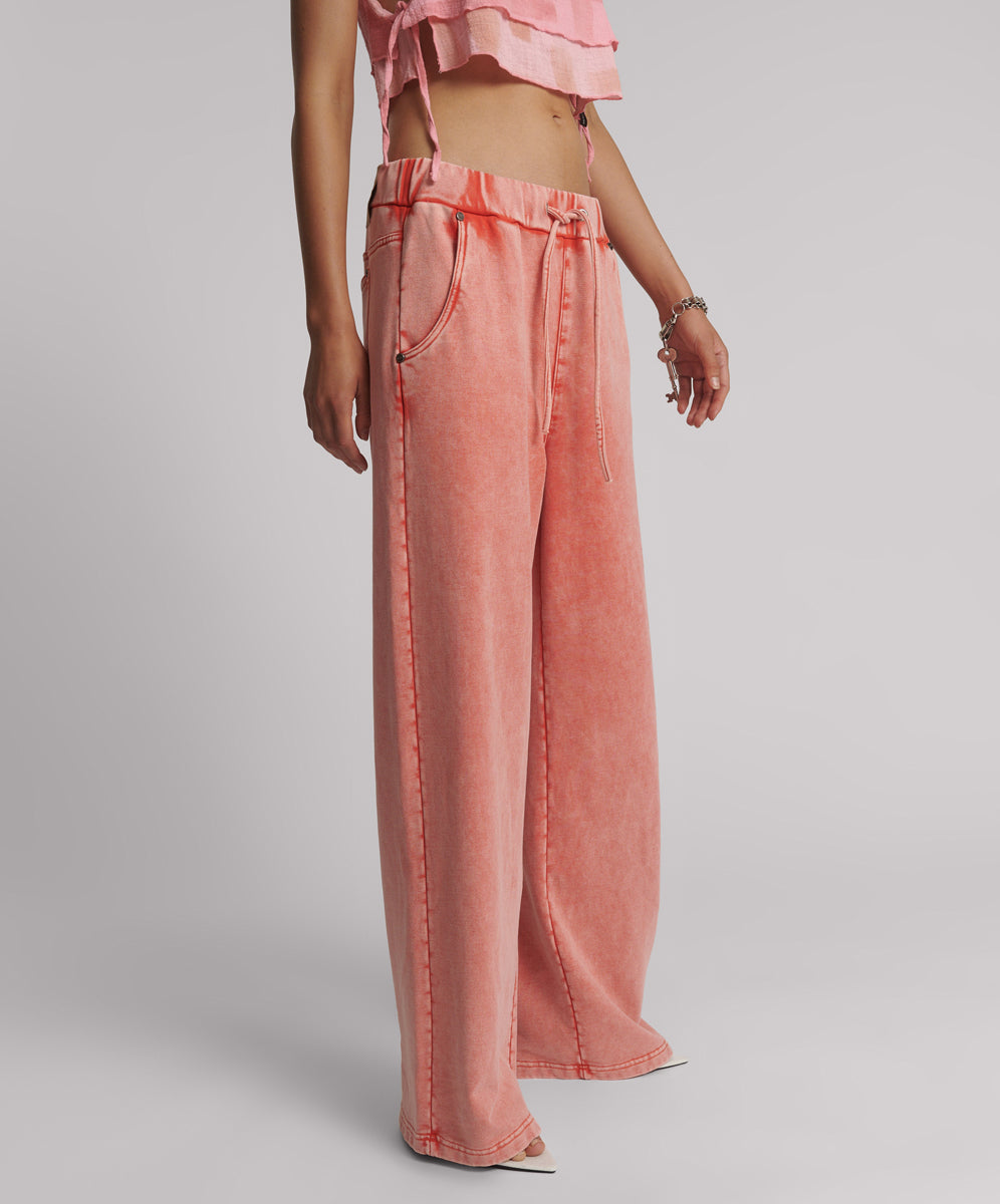 26815_HYPER CORAL | HYPER CORAL WIDE LEG SWEAT PANTS | Color:Hyper Coral【ONE TEASPOON_ワンティースプーン】