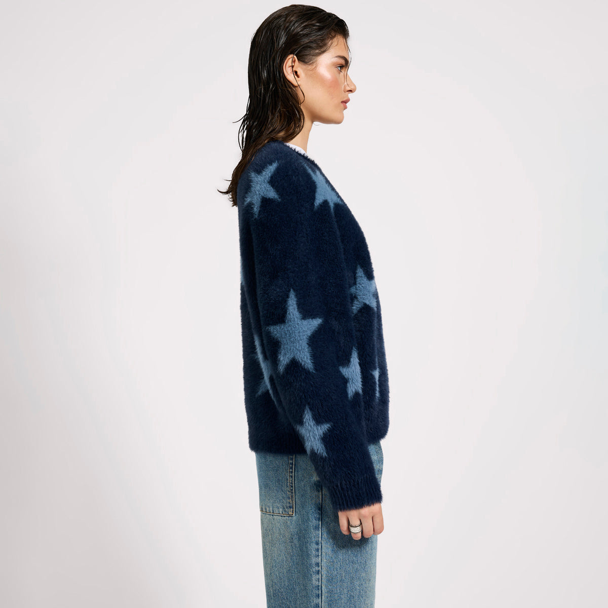 FLUFFY STAR LONGSLEEVE KNIT SWEATER | Color_Blue | No_27140a_blue【ONE TEASPOON_ワンティースプーン】【入荷予定アイテム・入荷連絡可能】