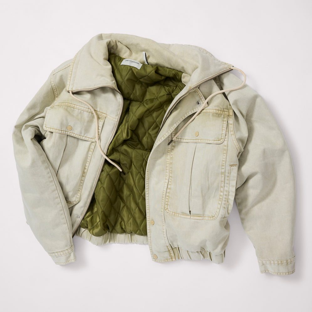 DENIM UTILITY PUFFER JACKET | Color_Antique Stone | No_27219_antique stone【ONE TEASPOON_ワンティースプーン】【入荷予定アイテム・入荷連絡可能】