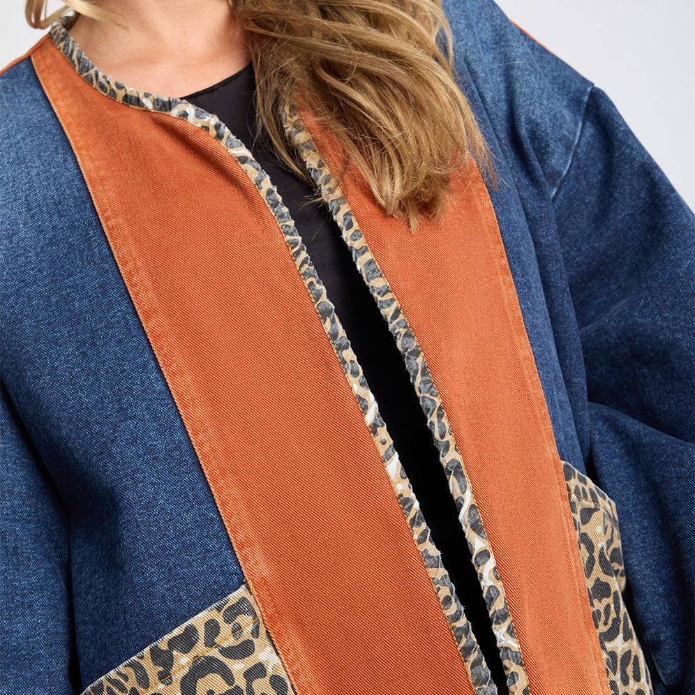 MADISON BLUE 中綿コート ブラック オレンジ BANG BANG REVERSIBLE COLOUR BLOCKED DENIM WADDED JACKET – Animal Blue