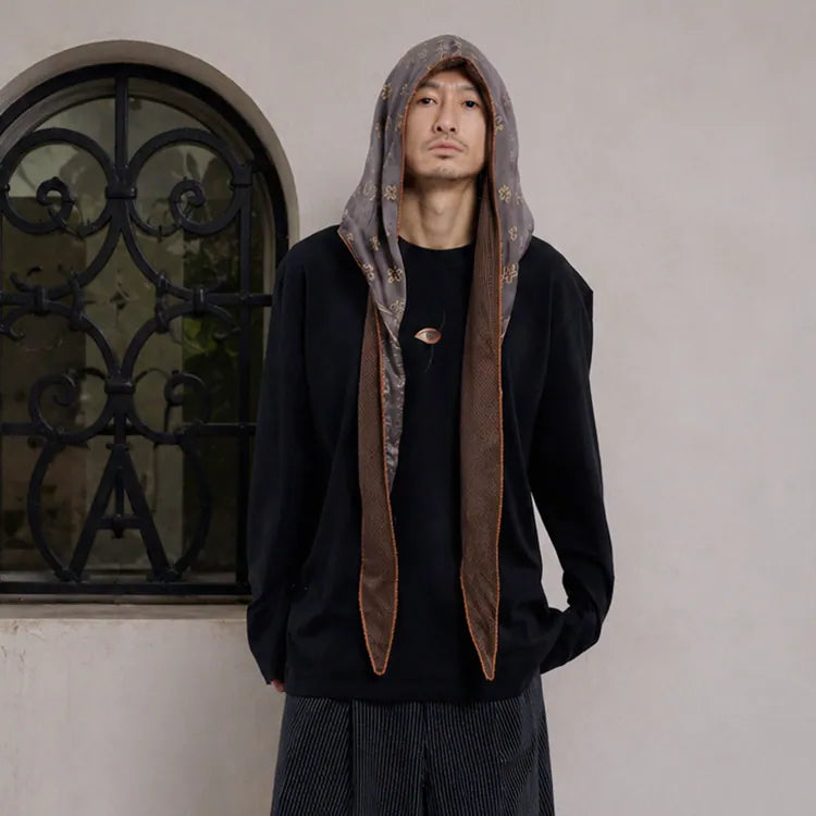 (A)crypsis® Amoeba Paisley Hooded Scarf - Coffee Gold