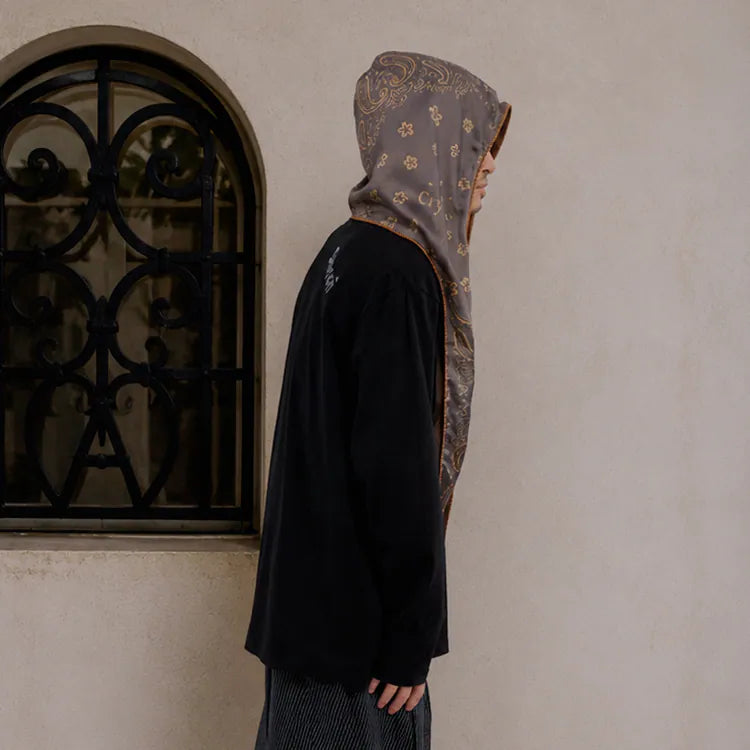 (A)crypsis® Amoeba Paisley Hooded Scarf - Coffee Gold
