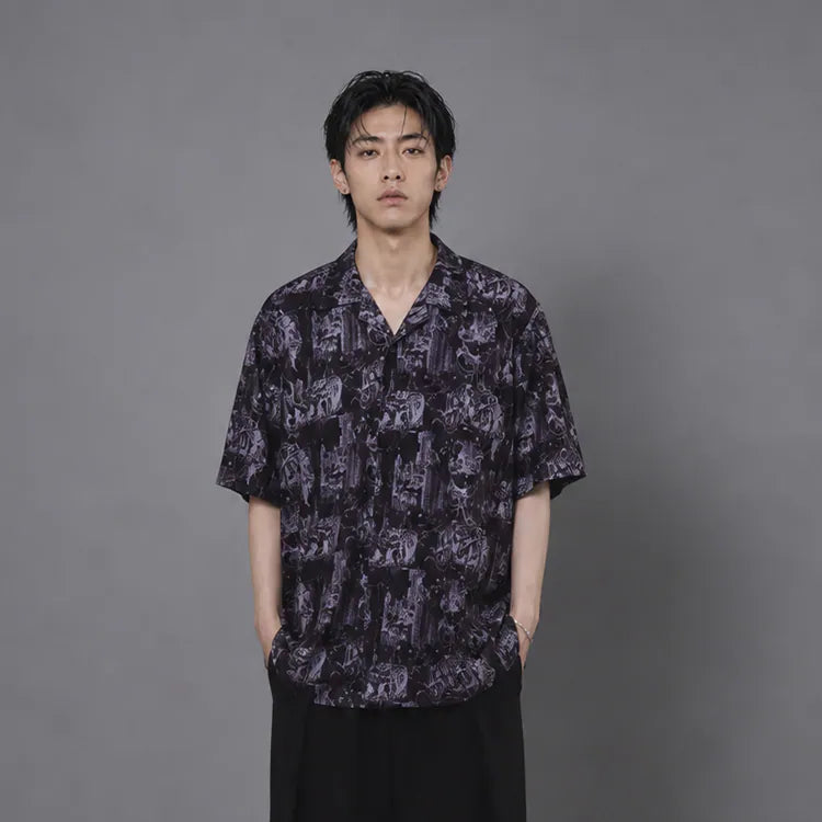 Seivson x (A)crypsis METAL GEM HAWAIIAN SHIRT - BLACK
