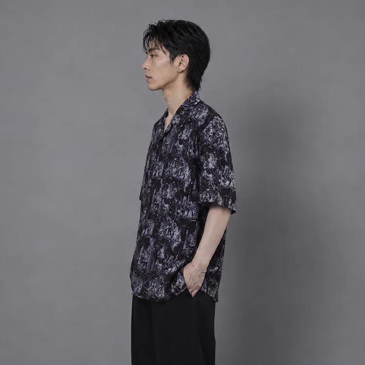 Seivson x (A)crypsis METAL GEM HAWAIIAN SHIRT - BLACK