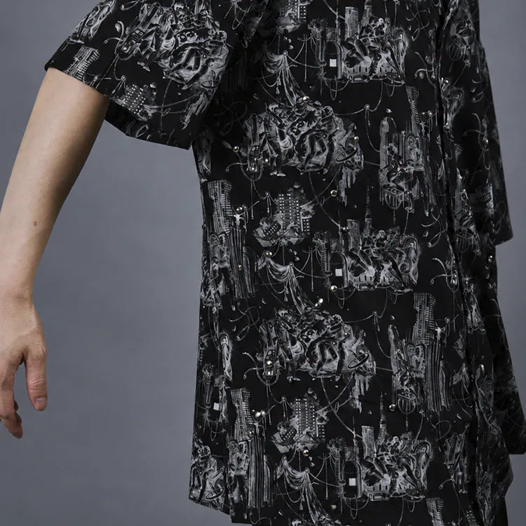 Seivson x (A)crypsis METAL GEM HAWAIIAN SHIRT - BLACK