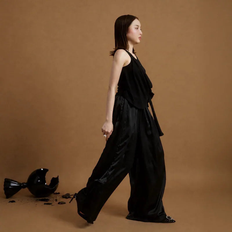 ñi Formal Ease Satin Trousers -BLACK | Seivsoñ × yoni