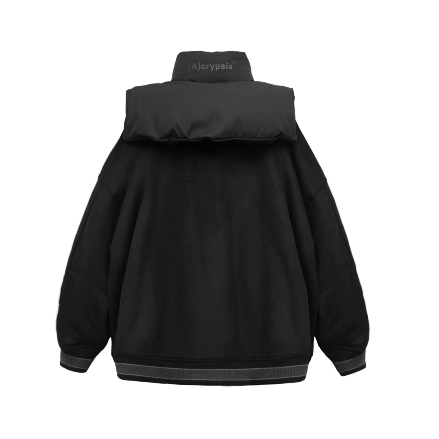 No:ACRS23-C01 | Name:(A)crypsis® 2023A/W Outer Neck Wool Baseball Jacket| Color:Black | Size:Free【(A)CRYPSIS®】【SEIVSON_セイヴソン】