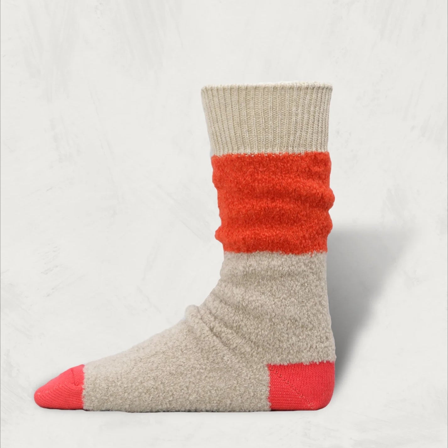 [BNB×de-42] Bicolor Alpaca Boucle Socks | Color:Beige【DECKA QUALITY SOCKS_デカクオリティソックス】【ネコポス選択可能】