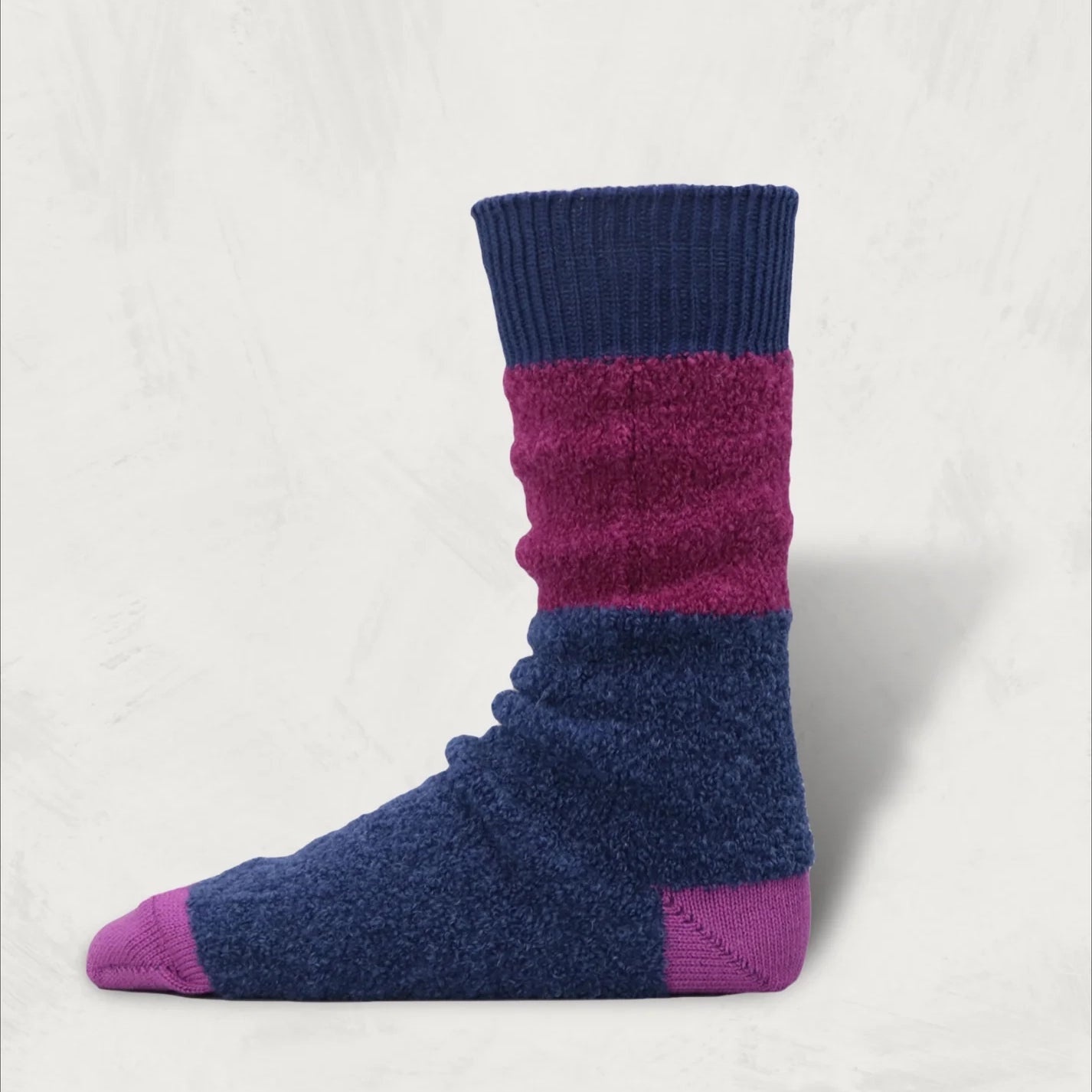 [BNB×de-42] Bicolor Alpaca Boucle Socks | Color:Blue【DECKA QUALITY SOCKS_デッカクオリティソックス】 (コピー)