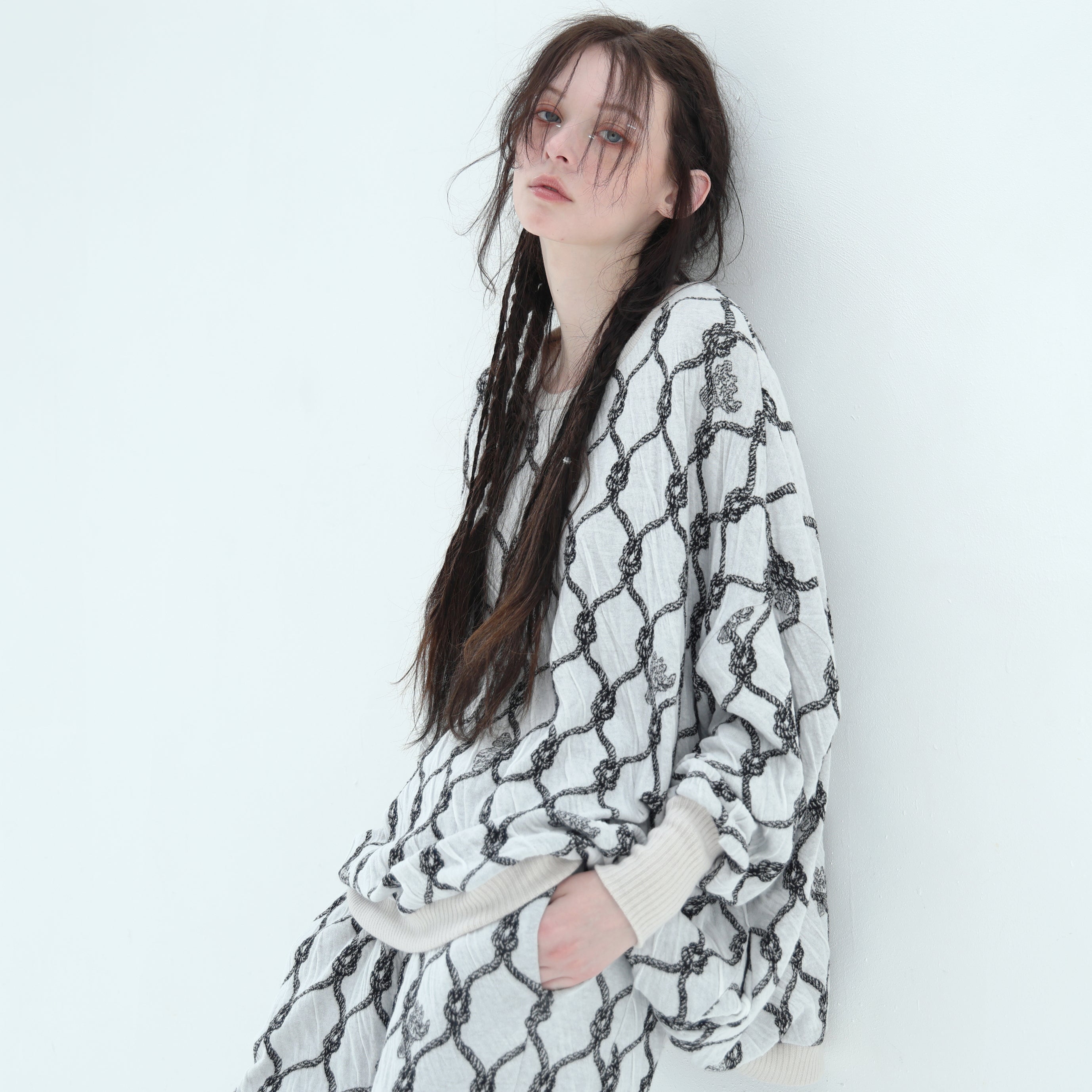 Origin Jacquard Pullover | Color_ White | No_bsd25aw-11_ white【BEDSIDEDRAMA_ベッドサイドドラマ】【入荷予定アイテム・入荷連絡可能】