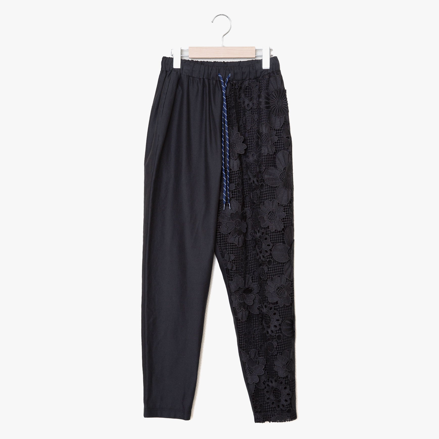 BSD25SS-17_Black | Flower Lace Relax Pants | Color:Black【BEDSIDEDRAMA_ベッドサイドドラマ】【入荷予定アイテム・入荷連絡可能】