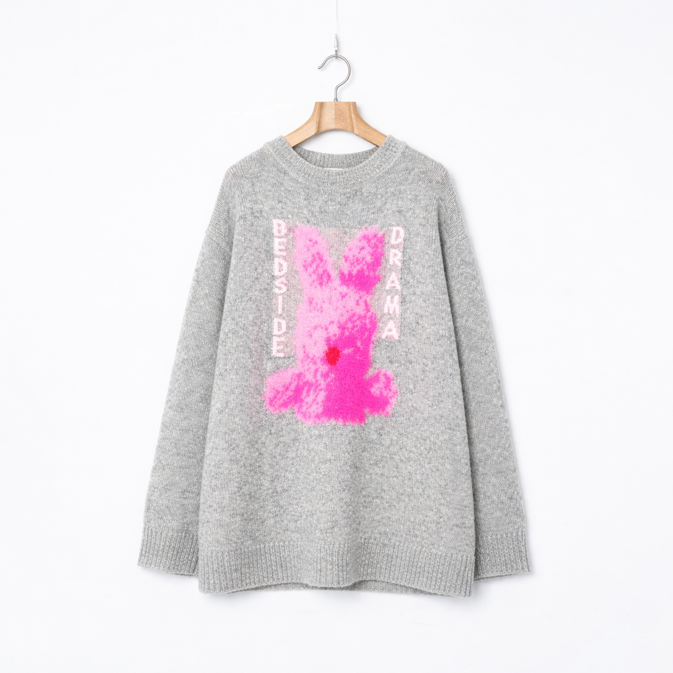 Pink Rabbit Wide Knit Sweater – Grey | BEDSIDEDRAMA | 入荷予定アイテム