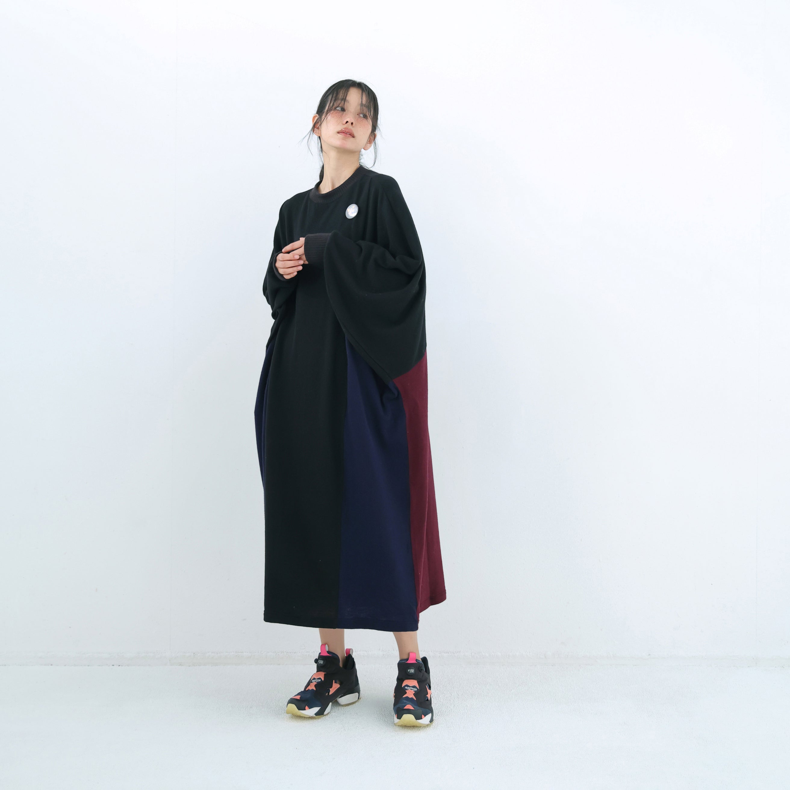 Pattern Switch Wide Dress – Black | BEDSIDEDRAMA | 入荷予定アイテム