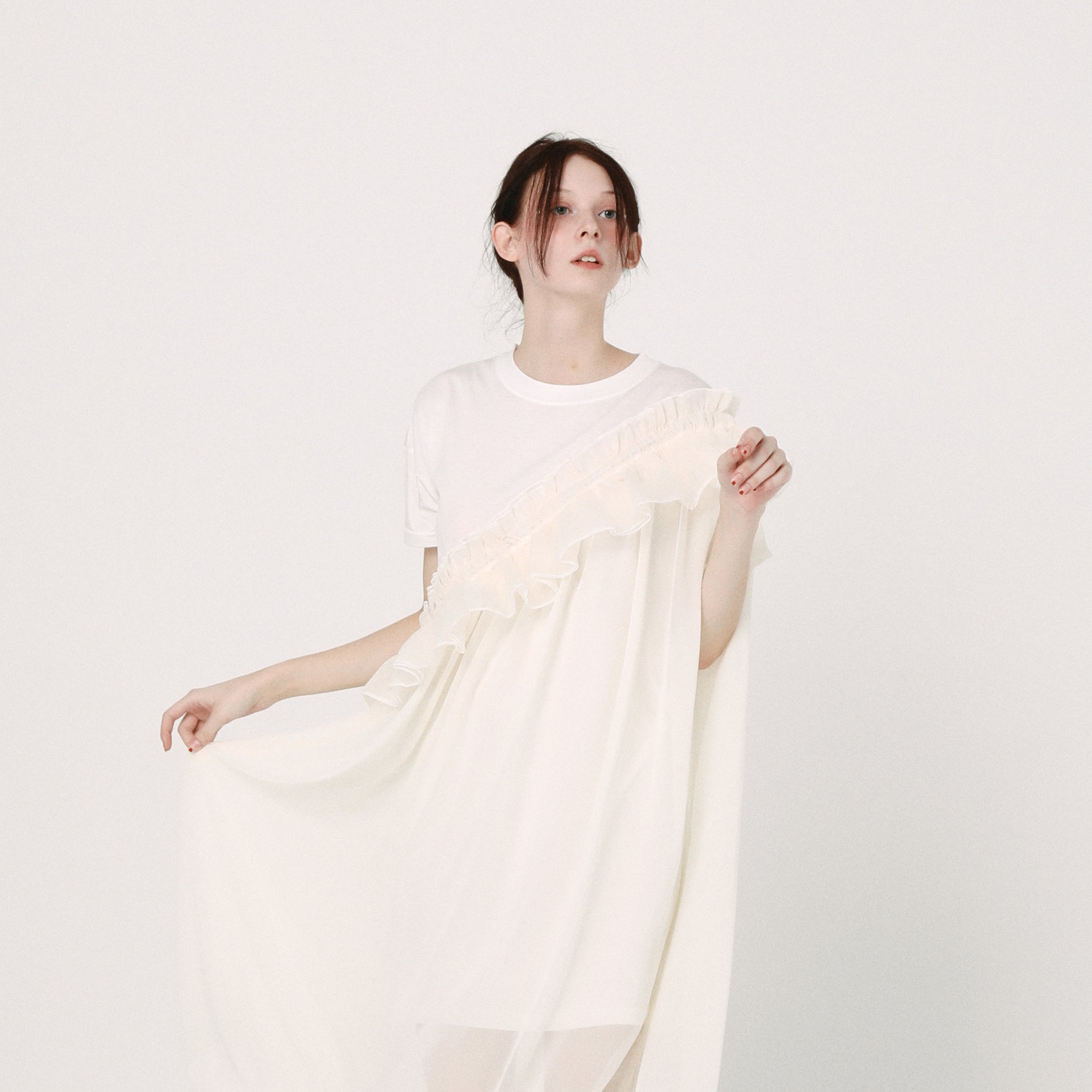 Tutu Frill Tee Dress | Color_White | No_BSD26SS-08_White【BEDSIDEDRAMA_ベッドサイドドラマ】【入荷予定アイテム・入荷連絡可能】