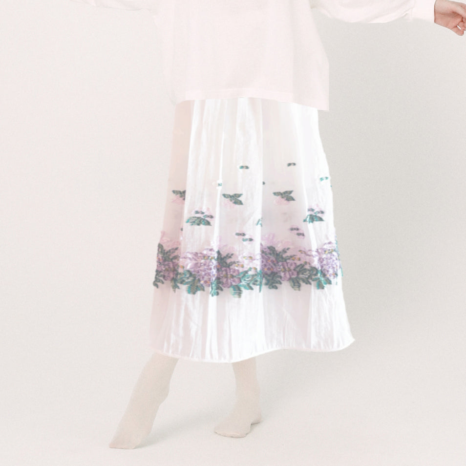 【新品未使用】maddermadder walk in garden skirt Mosaic Garden Simple Skirt– White | BEDSIDEDRAMA