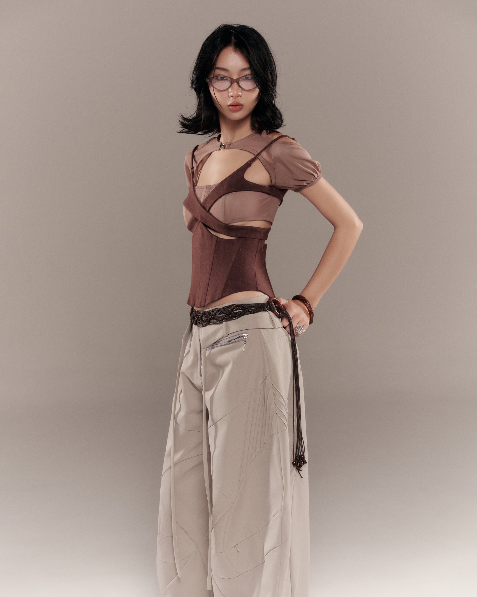 CHARMESH TOP (BROWN) | Bunny Hill Concept