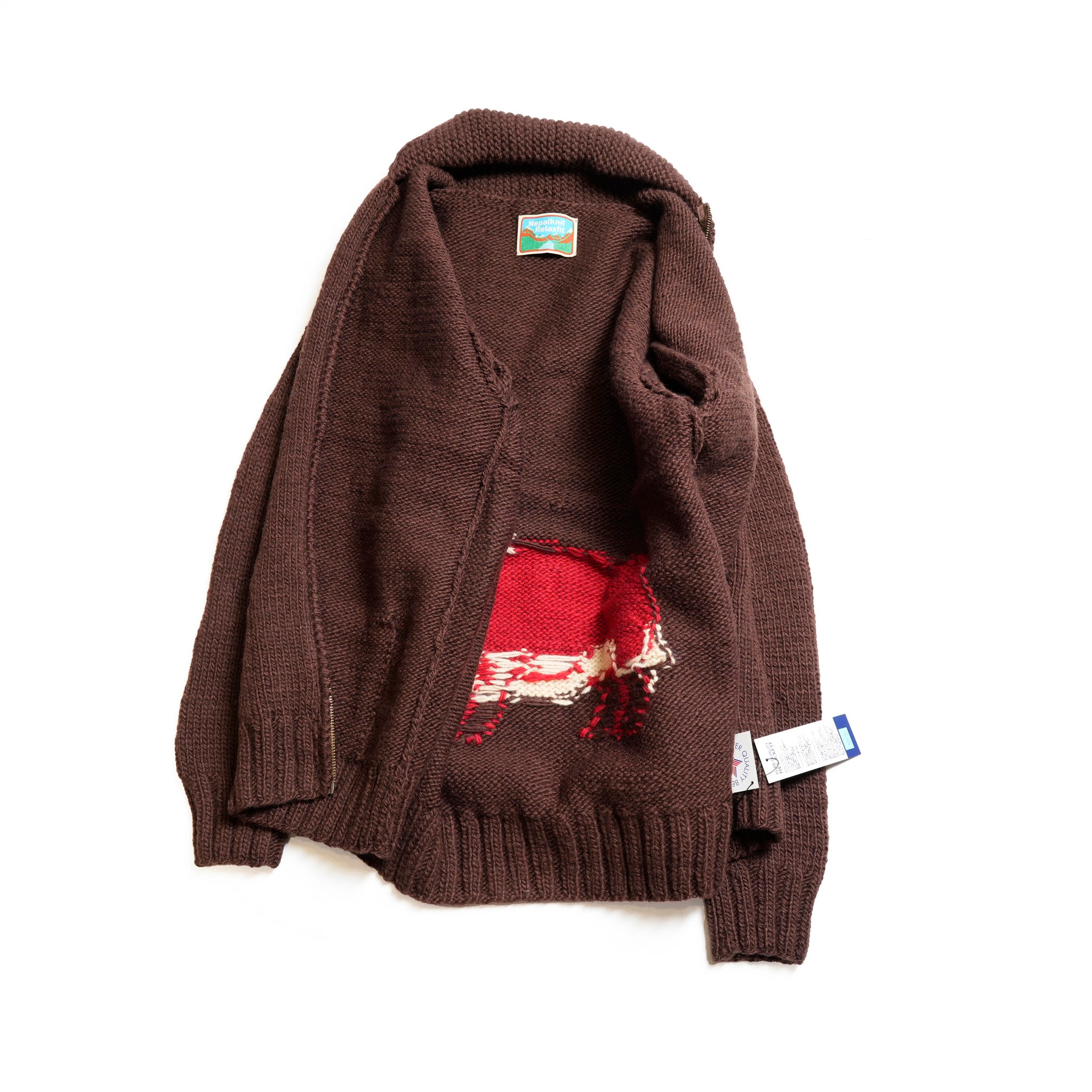 RELAX FIT №132 [ [ Zipup Cowichan sweater “ Texas ” ] Color:Coffee brown【RELAX FIT_リラックスフィット】