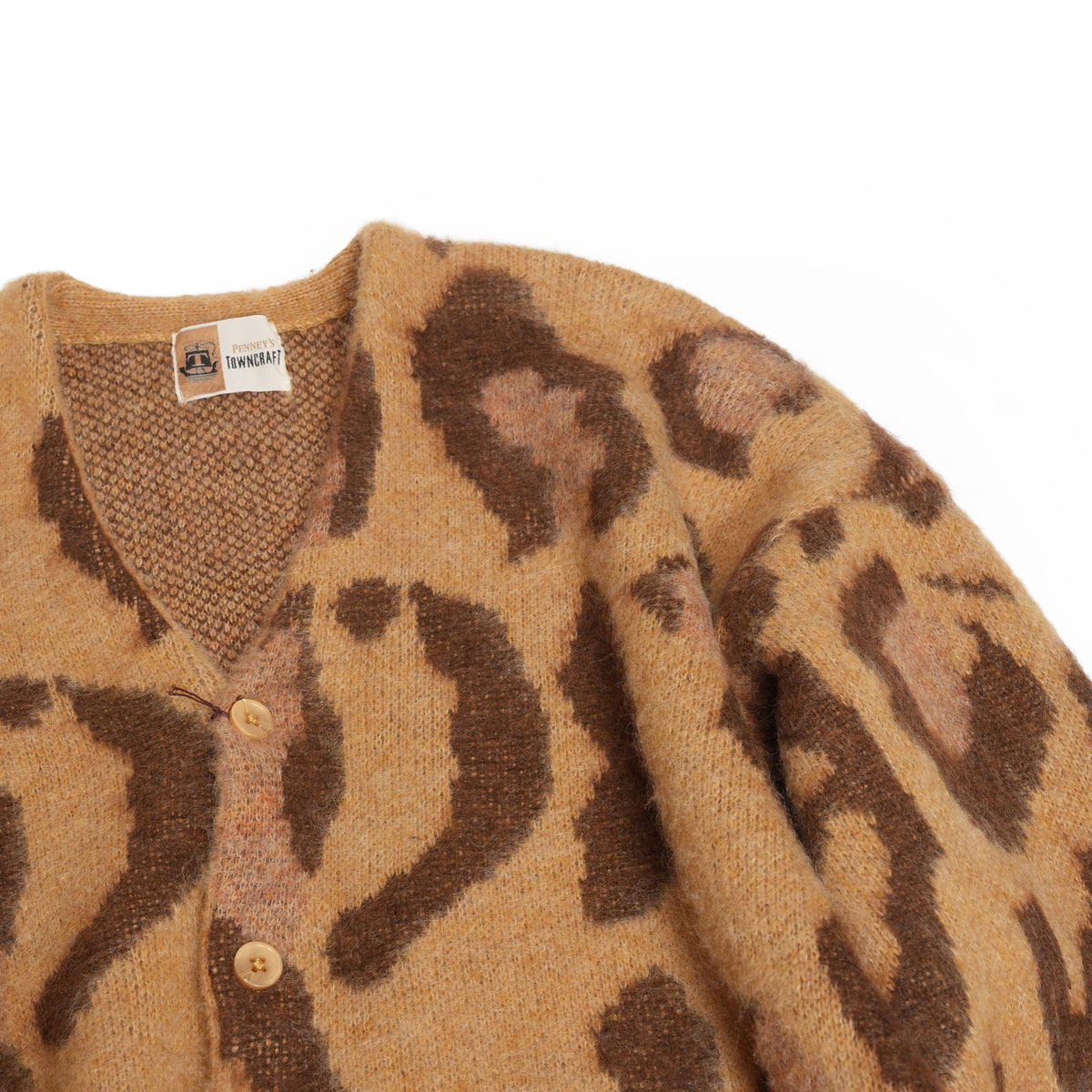 Mohair Shaggy Jacqaurd Cardigan – Leopard | TOWNCRAFT