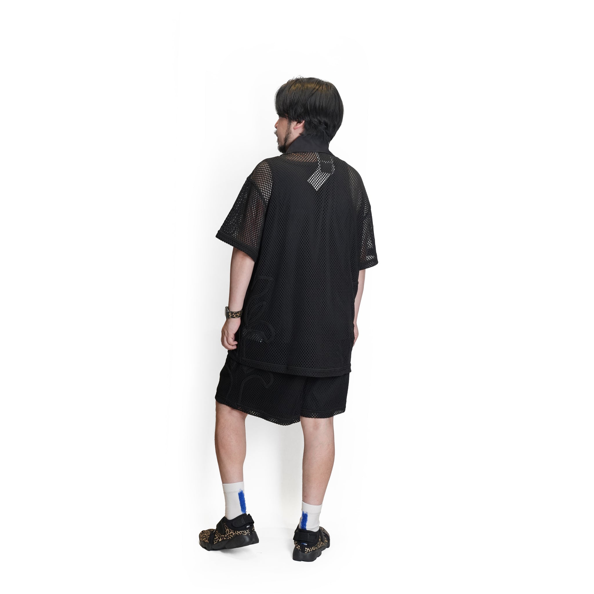 (A)crypsis® Medieval Flora Mesh Series Polo - Black | (A)CRYPSIS®