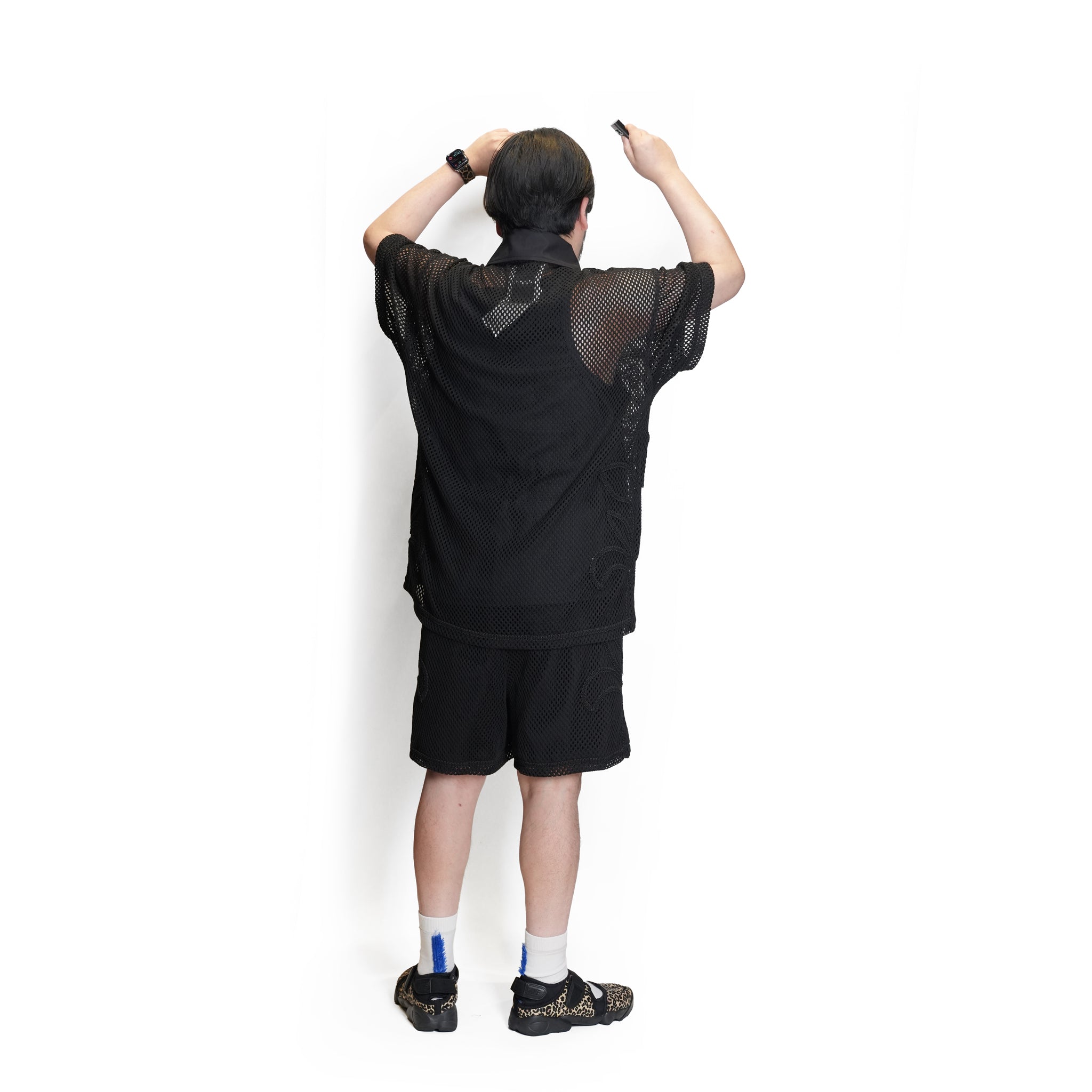 (A)crypsis® Medieval Flora Mesh Series Polo - Black | (A)CRYPSIS®
