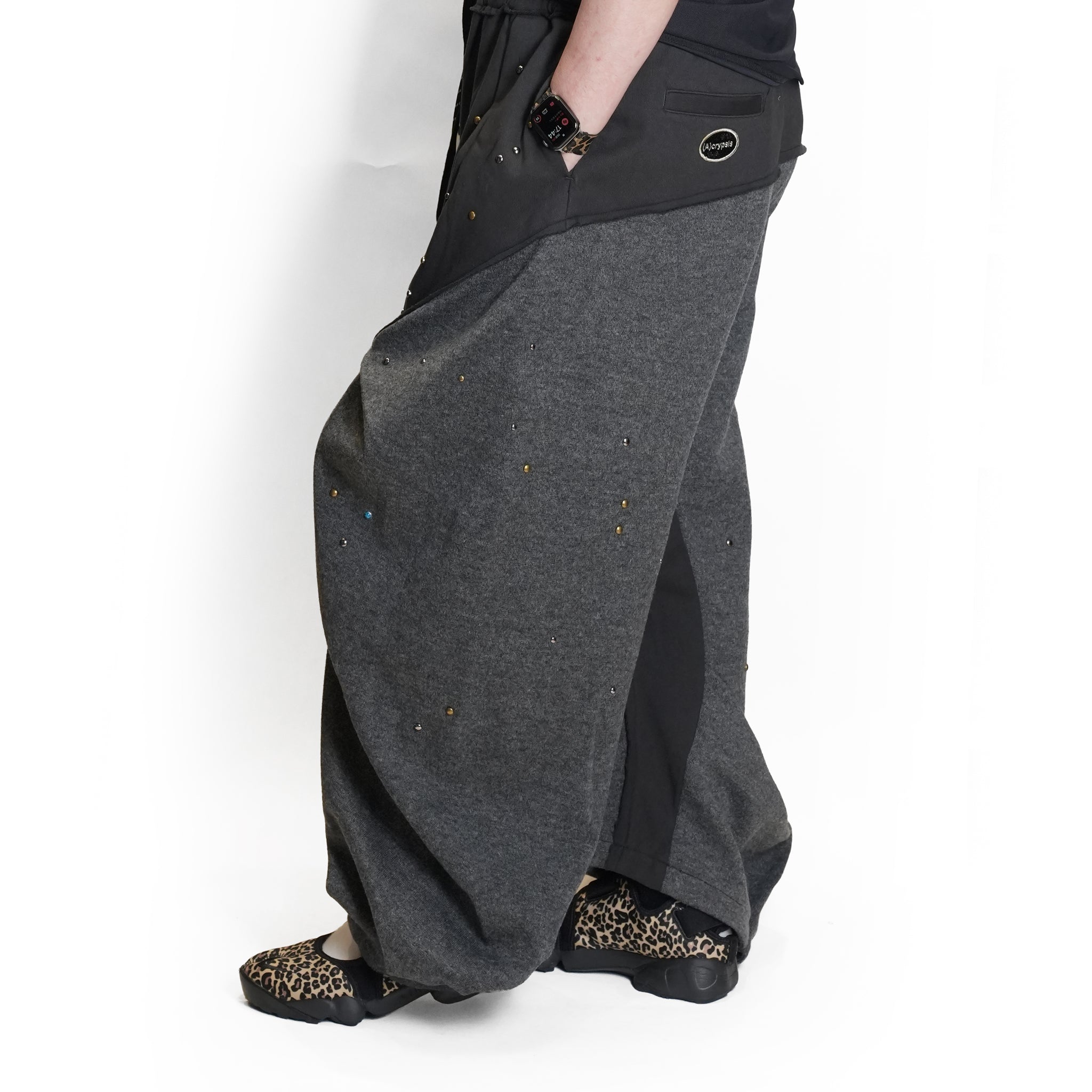 (A)crypsis® “High-Density Hand-Pleated Starry Sky Jewelry-Inspired Trousers” in Dark Gray | (A)CRYPSIS®