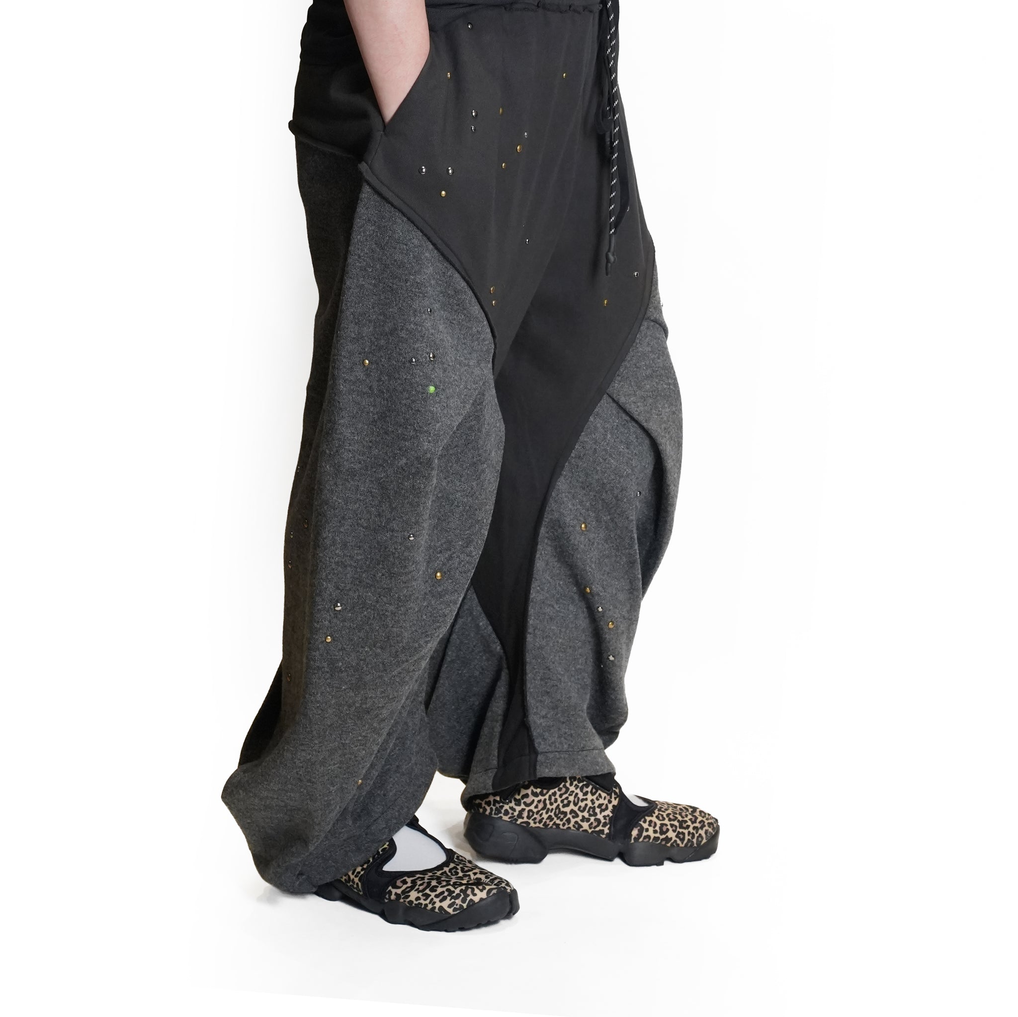 (A)crypsis® “High-Density Hand-Pleated Starry Sky Jewelry-Inspired Trousers” in Dark Gray | (A)CRYPSIS®