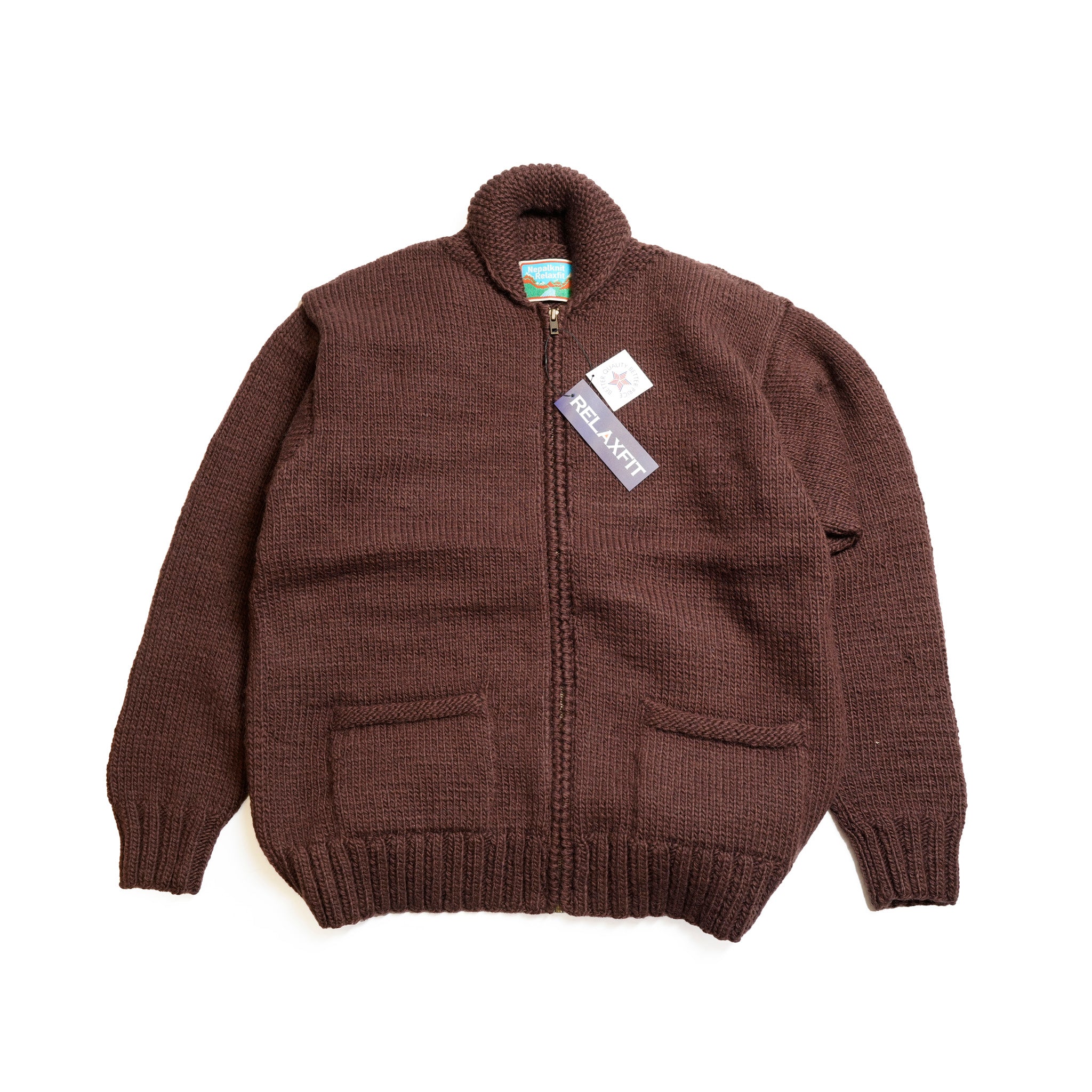 RELAX FIT №132 [ [ Zipup Cowichan sweater “ Texas ” ] Color:Coffee brown【RELAX FIT_リラックスフィット】