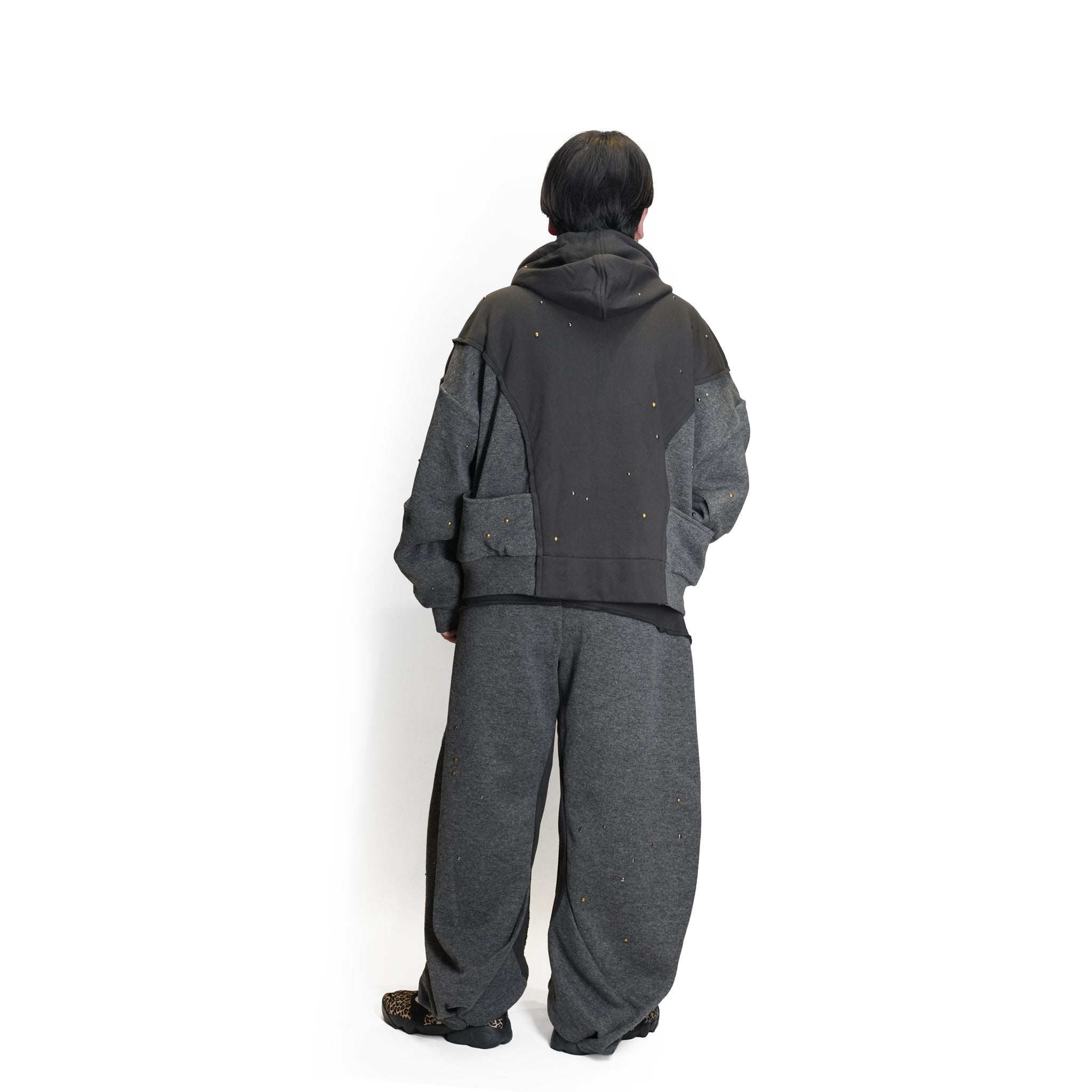 (A)crypsis® “High-Density Handcrafted Starry Sky Jewelry-Detail Structured Zipper Jacket” in Dark Gray | (A)CRYPSIS®