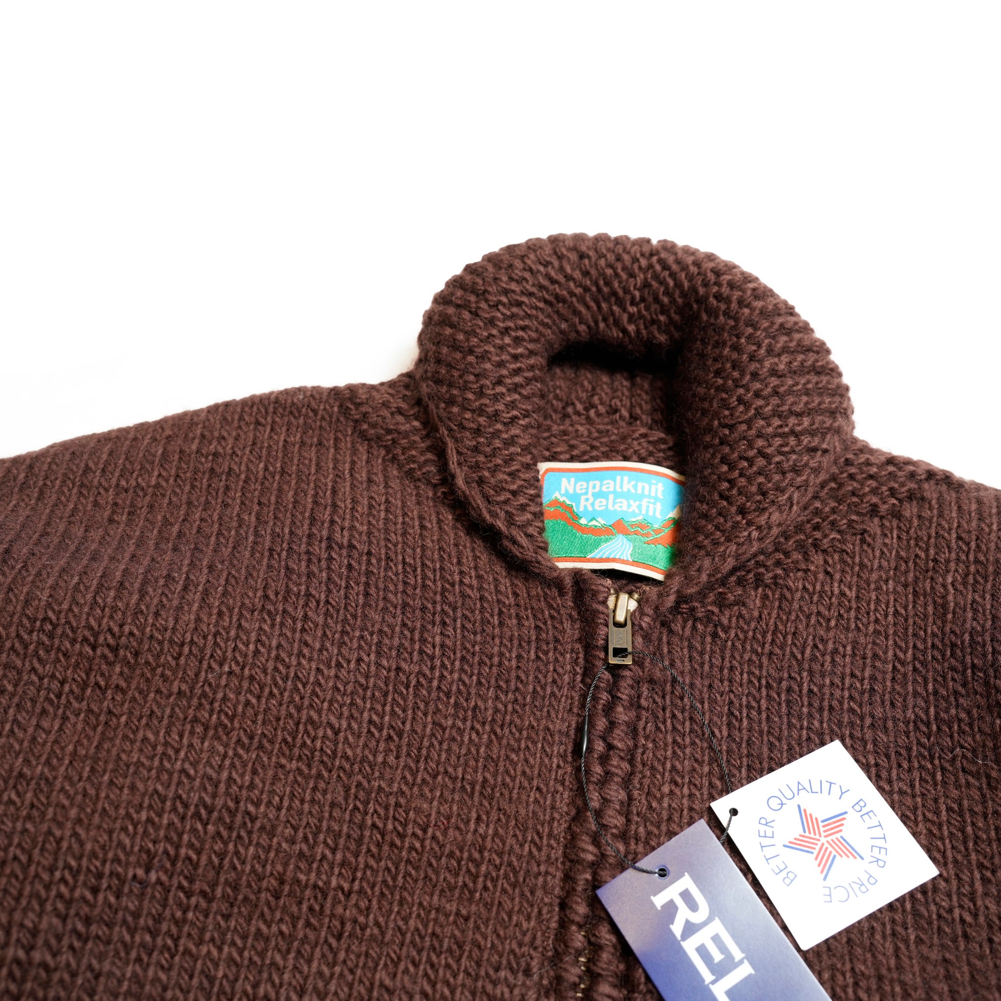 RELAX FIT №132 [ [ Zipup Cowichan sweater “ Texas ” ] Color:Coffee brown【RELAX FIT_リラックスフィット】