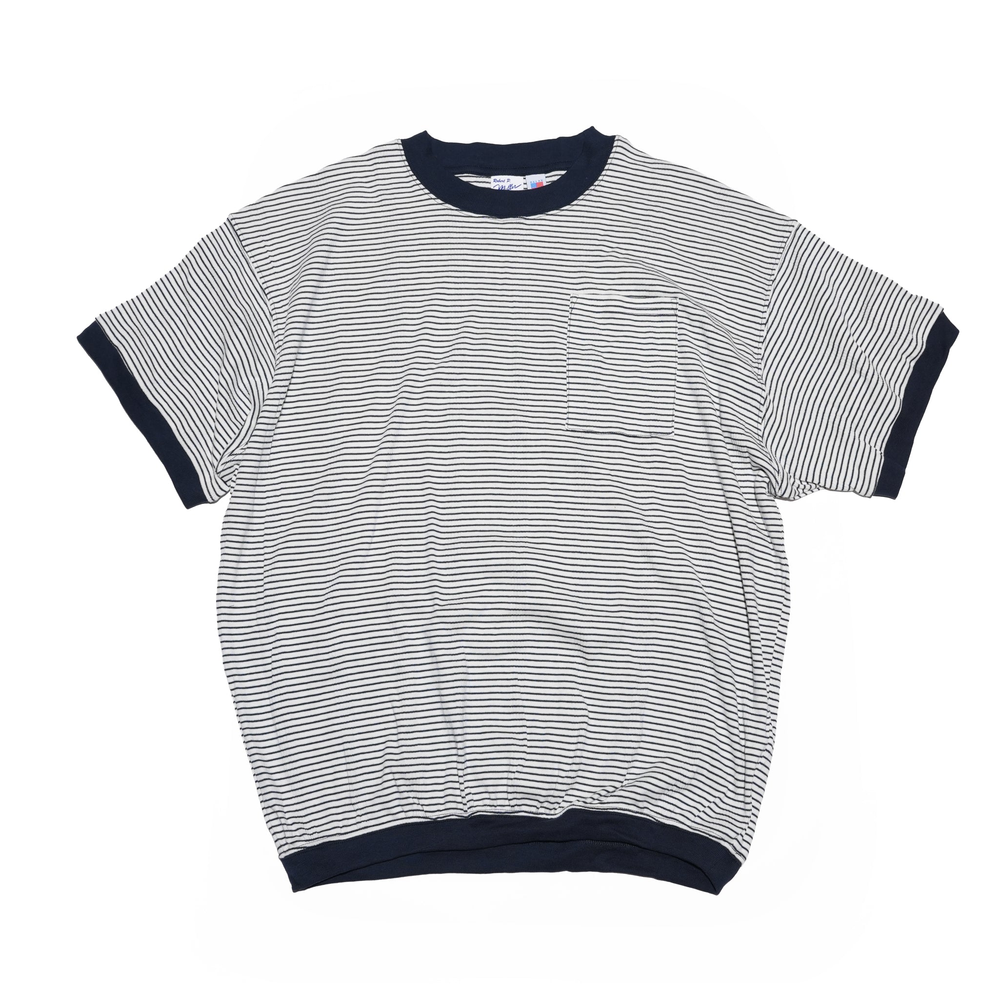 №127　[ Miller × Relaxfit Panel Rib Border tshirt] – ネイビー × オフホワイト | RELAX FIT