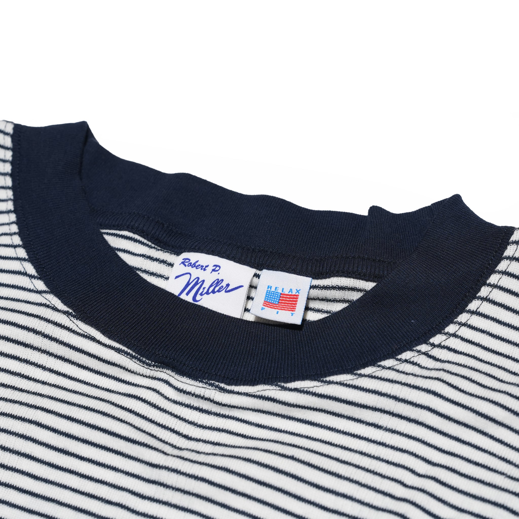 №127　[ Miller × Relaxfit Panel Rib Border tshirt] – ネイビー × オフホワイト | RELAX FIT